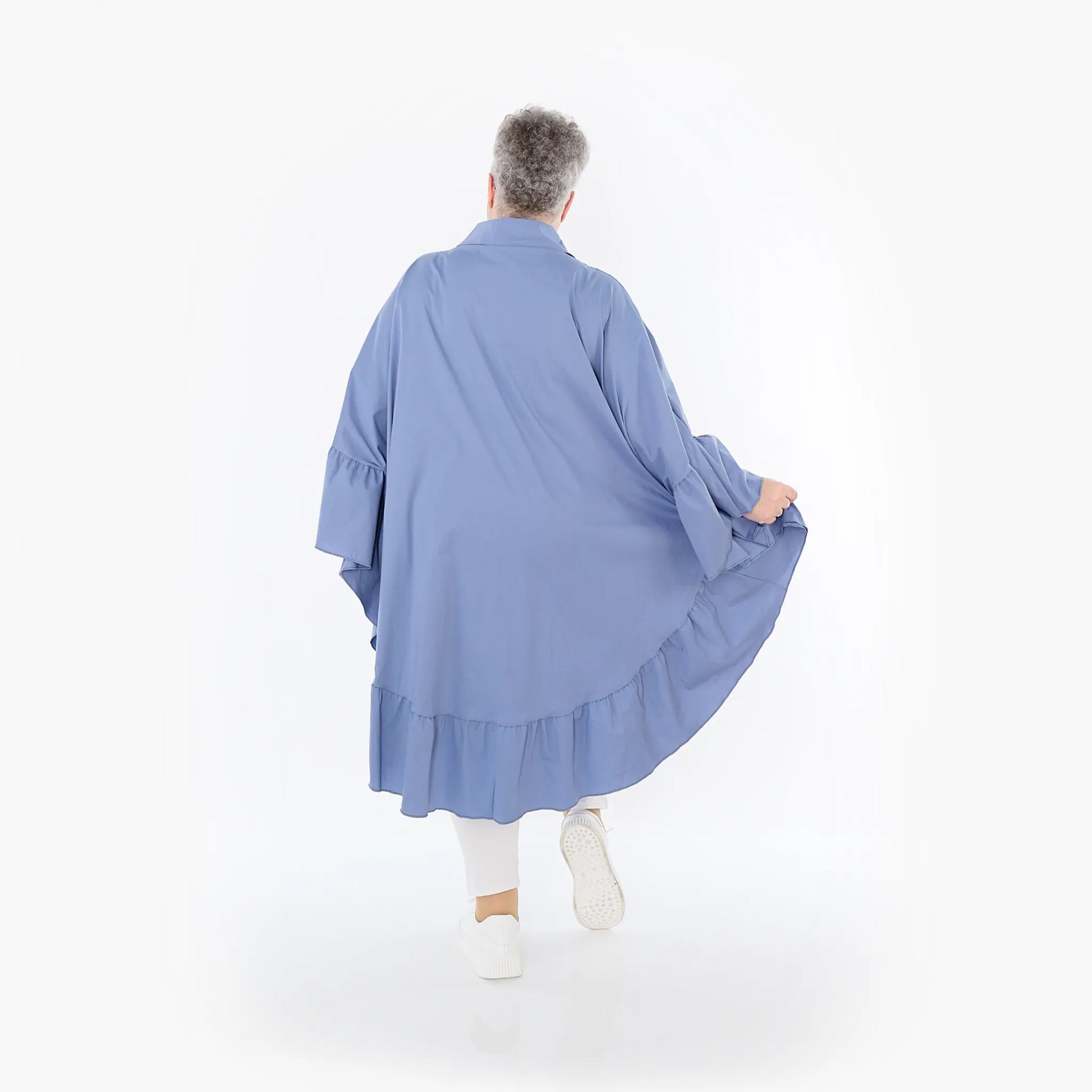  AKH Fashion Bluse in gerundeter Form, aus Baumwolle, 1482.07085, Azurblau, Ausgefallen
