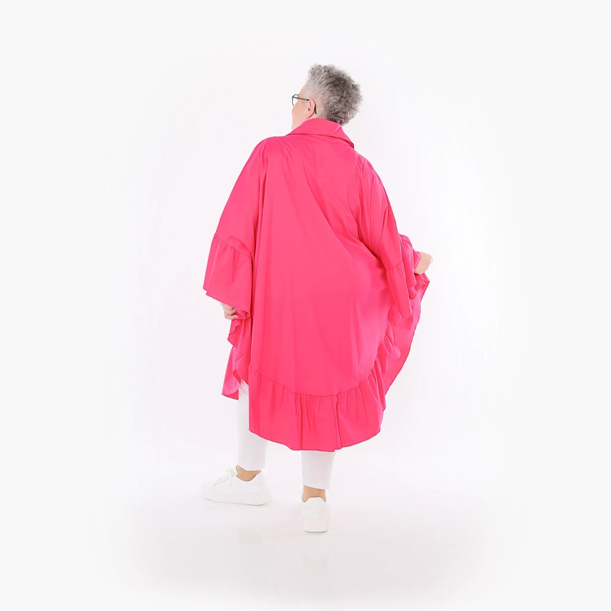  AKH Fashion Bluse in gerundeter Form, aus Baumwolle, 1482.07085, Fuchsia, Ausgefallen