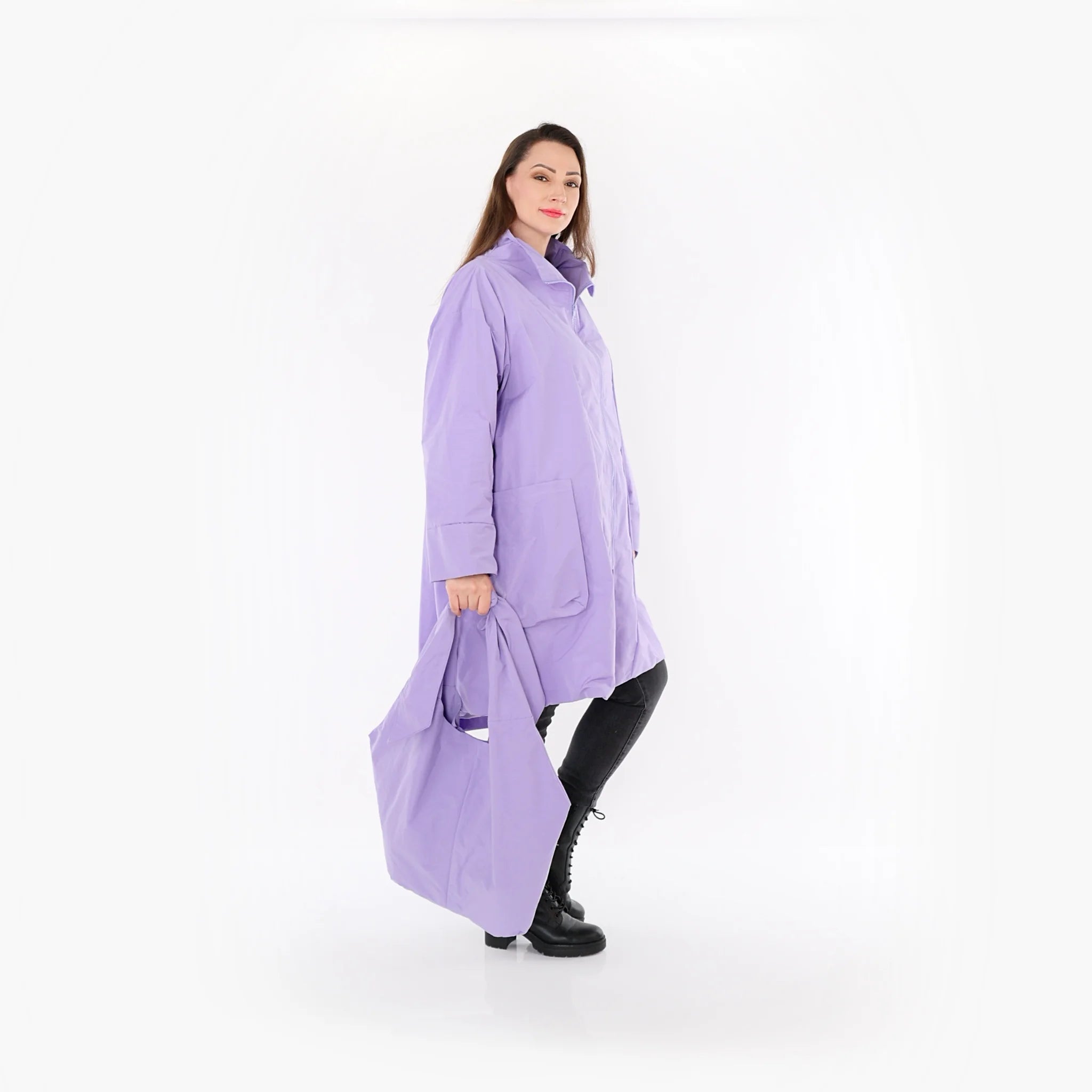  AKH Fashion Mantel in Vokuhila-Form, aus Baumwolle, 1493.02276, Flieder, Ausgefallen