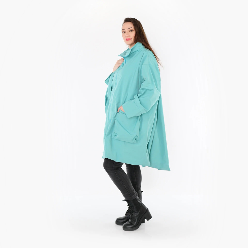  AKH Fashion Mantel in Vokuhila-Form, aus Baumwolle, 1493.02276, Mint, Ausgefallen, Zeitlos