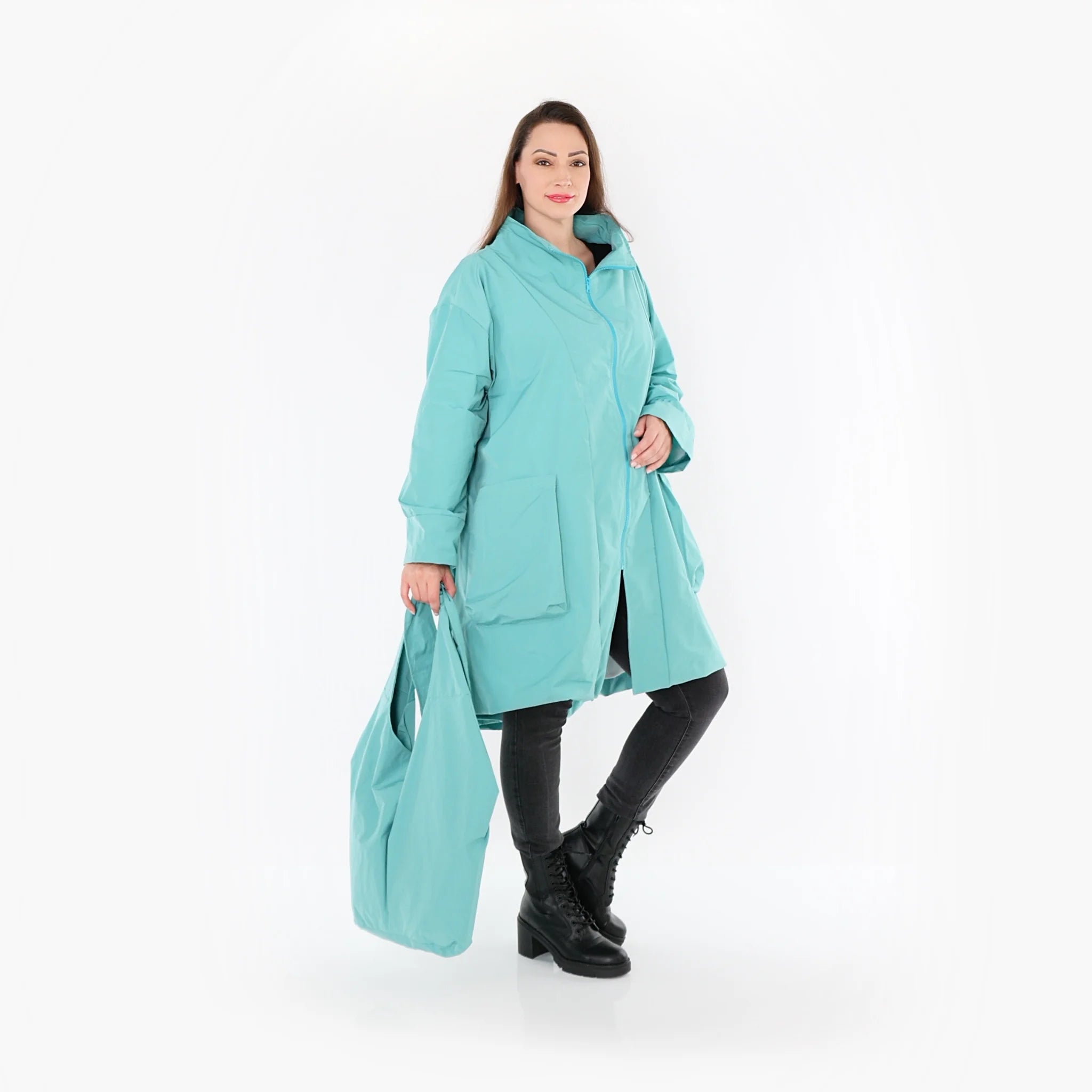  AKH Fashion Mantel in Vokuhila-Form, aus Baumwolle, 1493.02276, Mint, Ausgefallen, Zeitlos