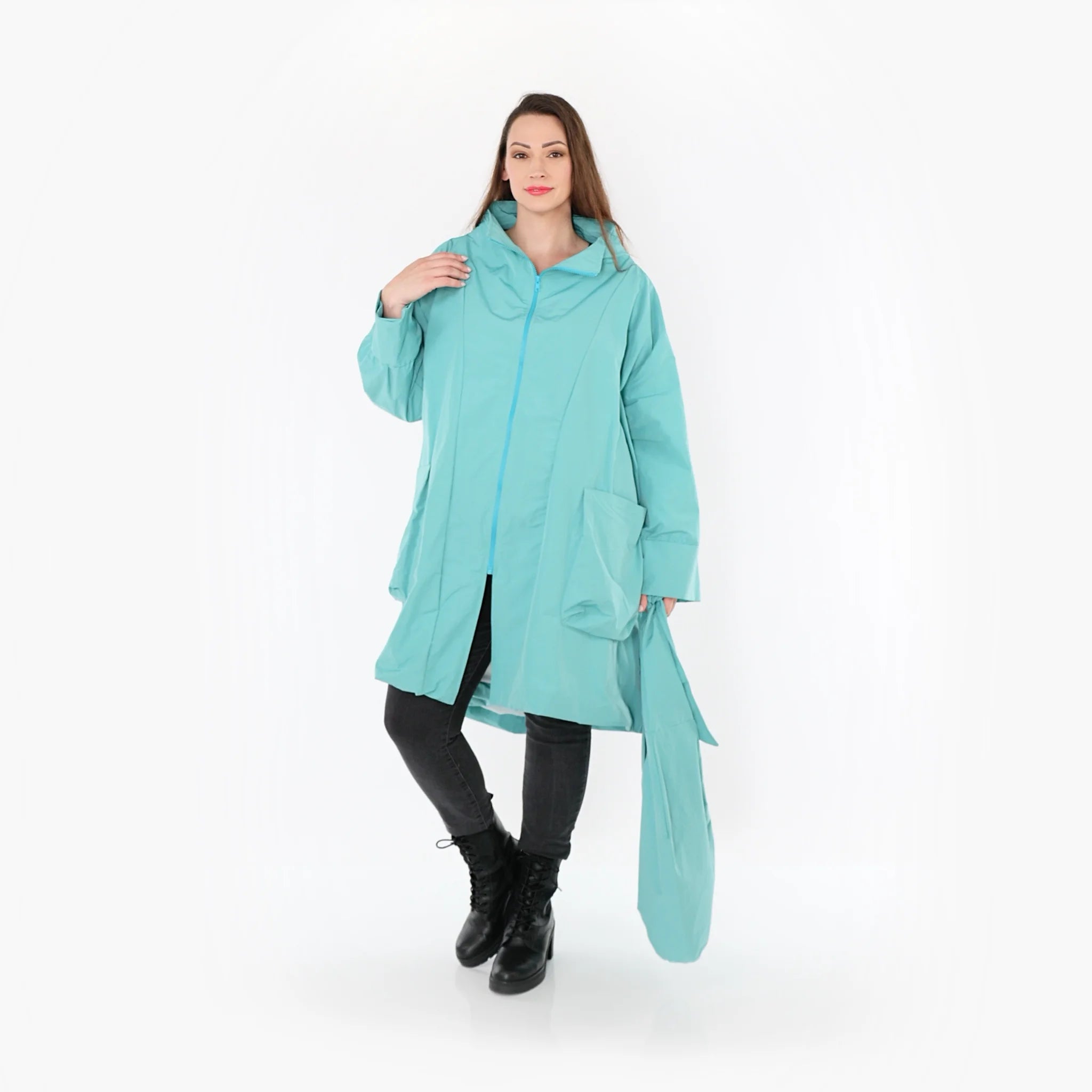  AKH Fashion Mantel in Vokuhila-Form, aus Baumwolle, 1493.02276, Mint, Ausgefallen, Zeitlos