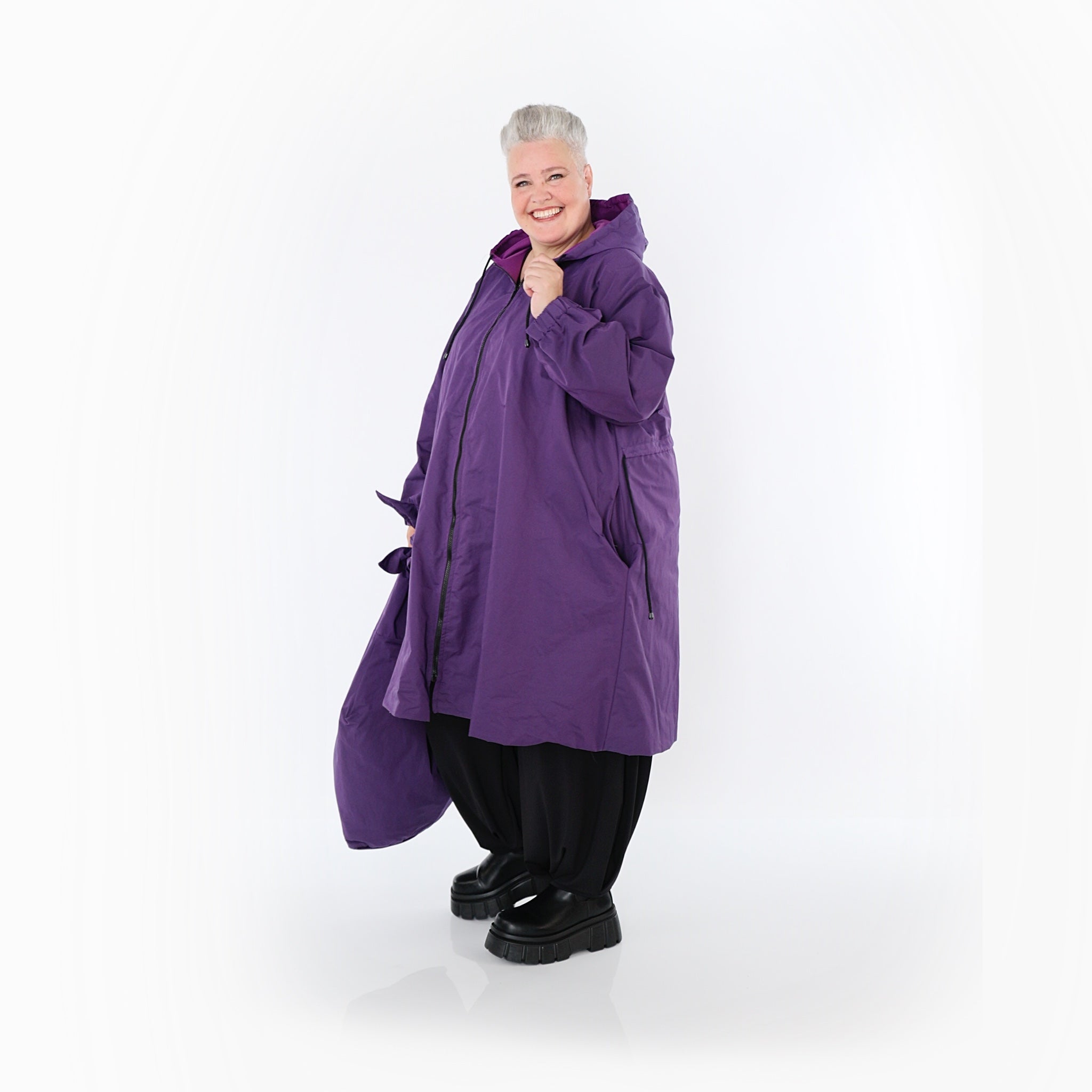  AKH Fashion Mantel in gerader Form, aus Baumwolle, 1493.07102, Violett, Ausgefallen