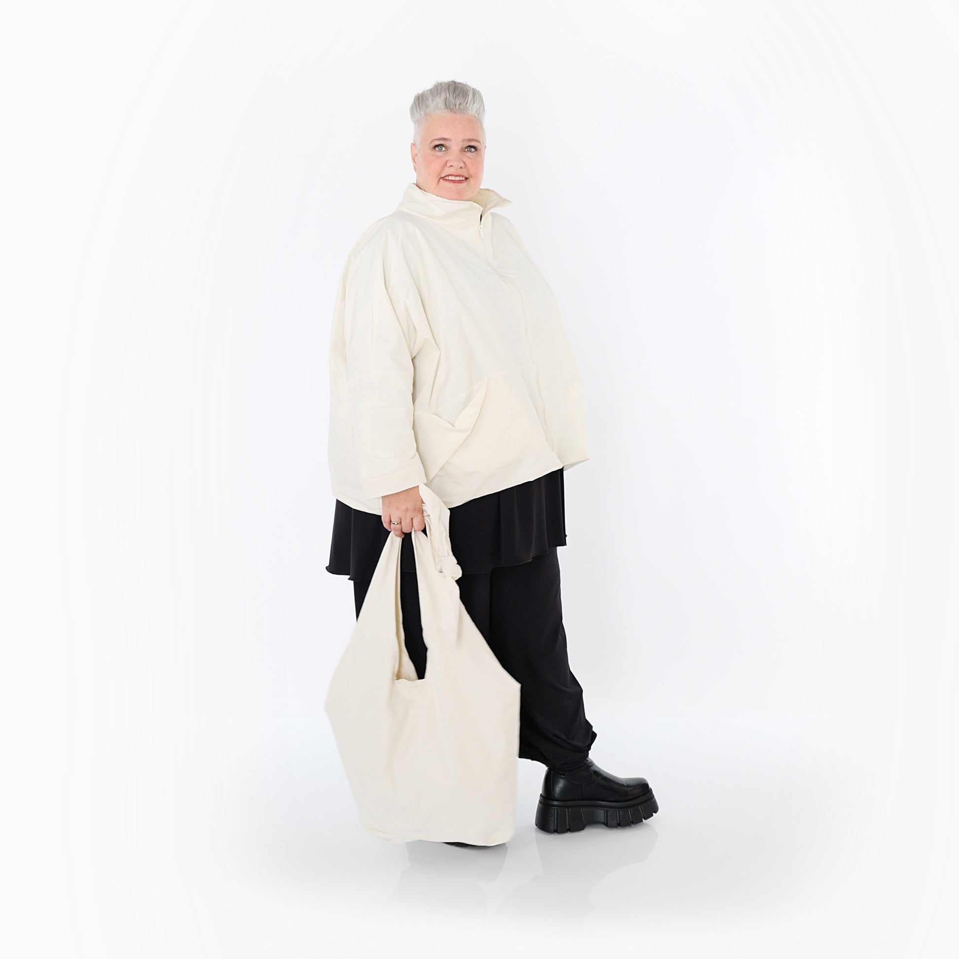  AKH Fashion Jacke in kastiger Form, aus Baumwolle, 1493.07104, Offwhite, Ausgefallen