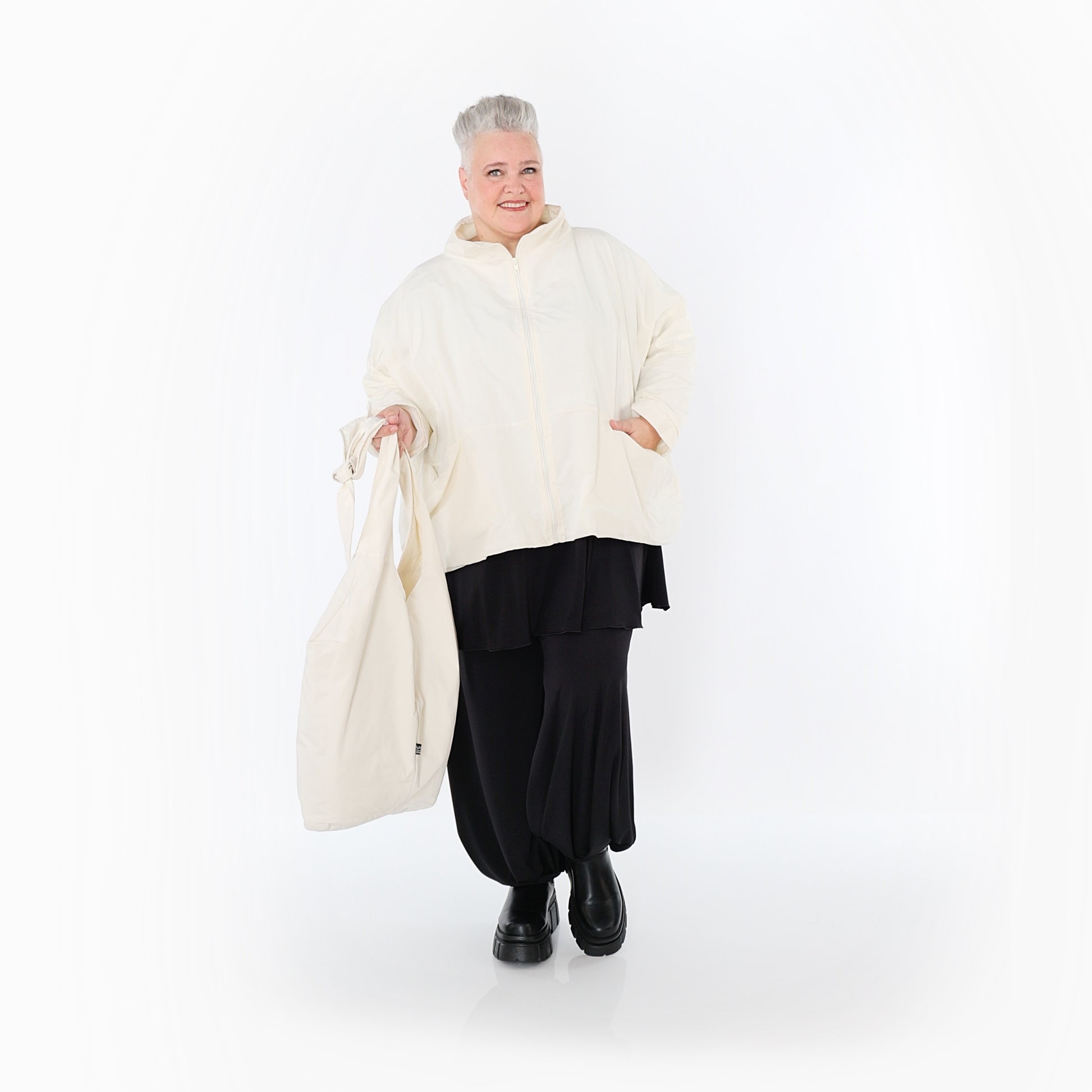  AKH Fashion Jacke in kastiger Form, aus Baumwolle, 1493.07104, Offwhite, Ausgefallen