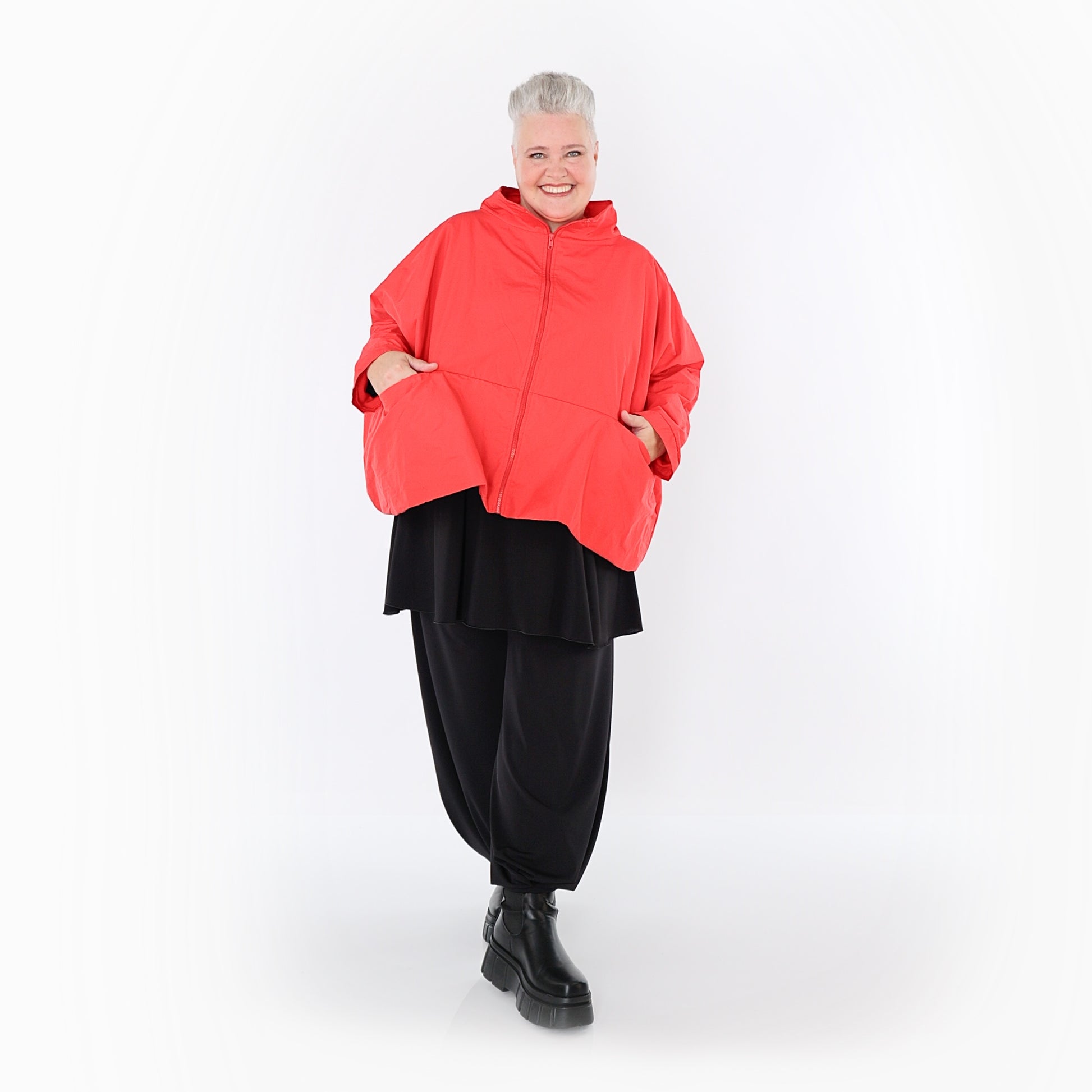  AKH Fashion Jacke in kastiger Form, aus Baumwolle, 1493.07104, Rot, Ausgefallen, Zeitlos
