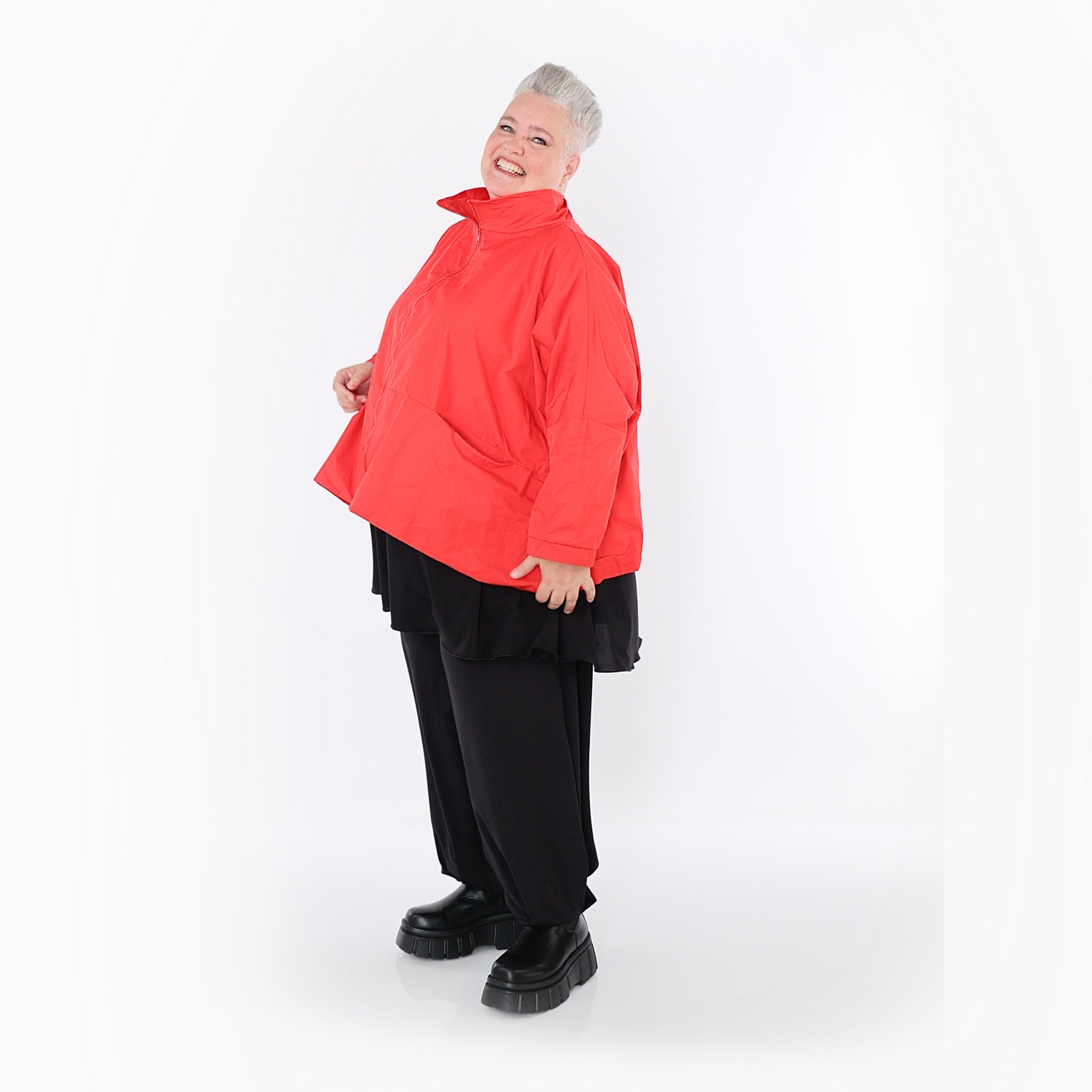  AKH Fashion Jacke in kastiger Form, aus Baumwolle, 1493.07104, Rot, Ausgefallen, Zeitlos