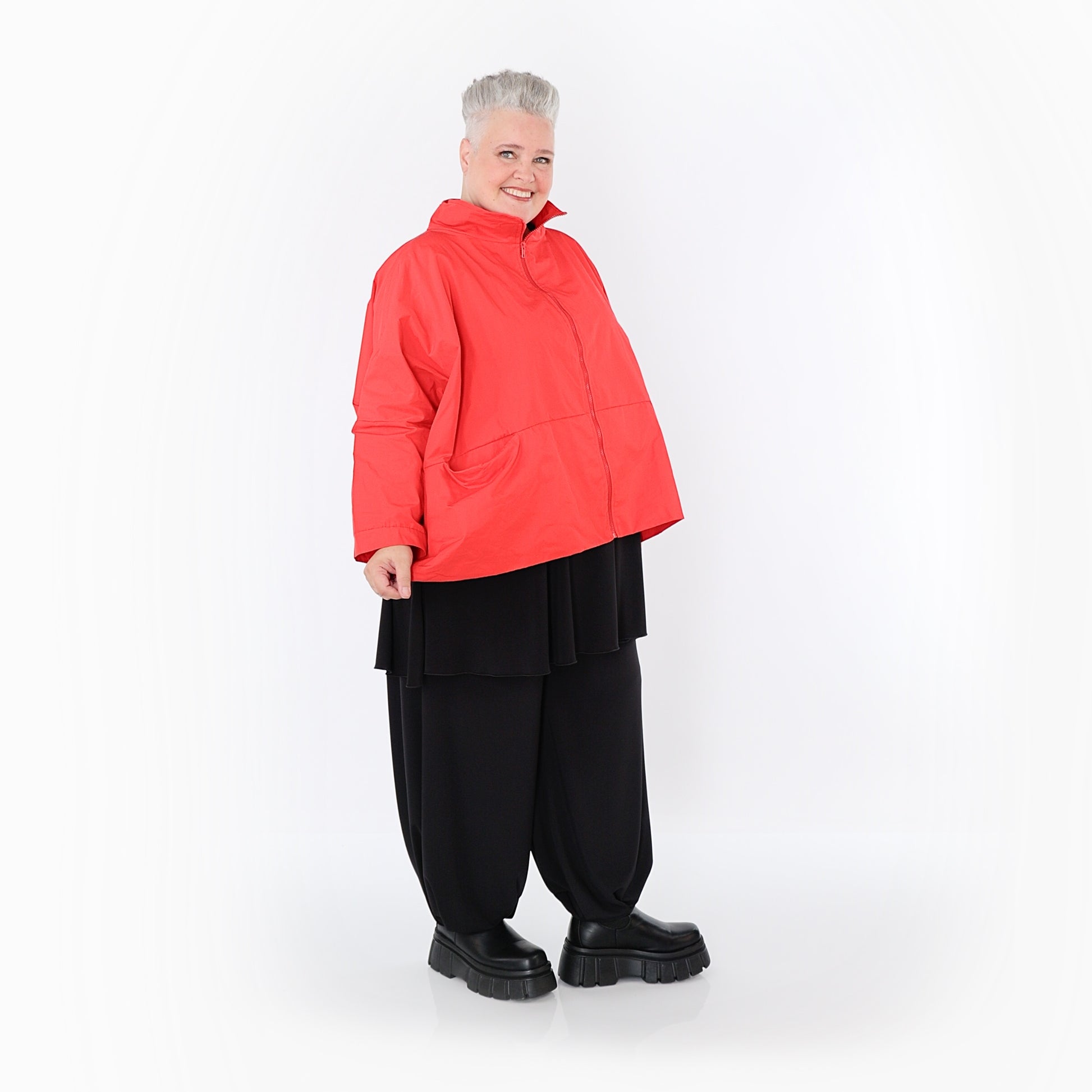  AKH Fashion Jacke in kastiger Form, aus Baumwolle, 1493.07104, Rot, Ausgefallen, Zeitlos