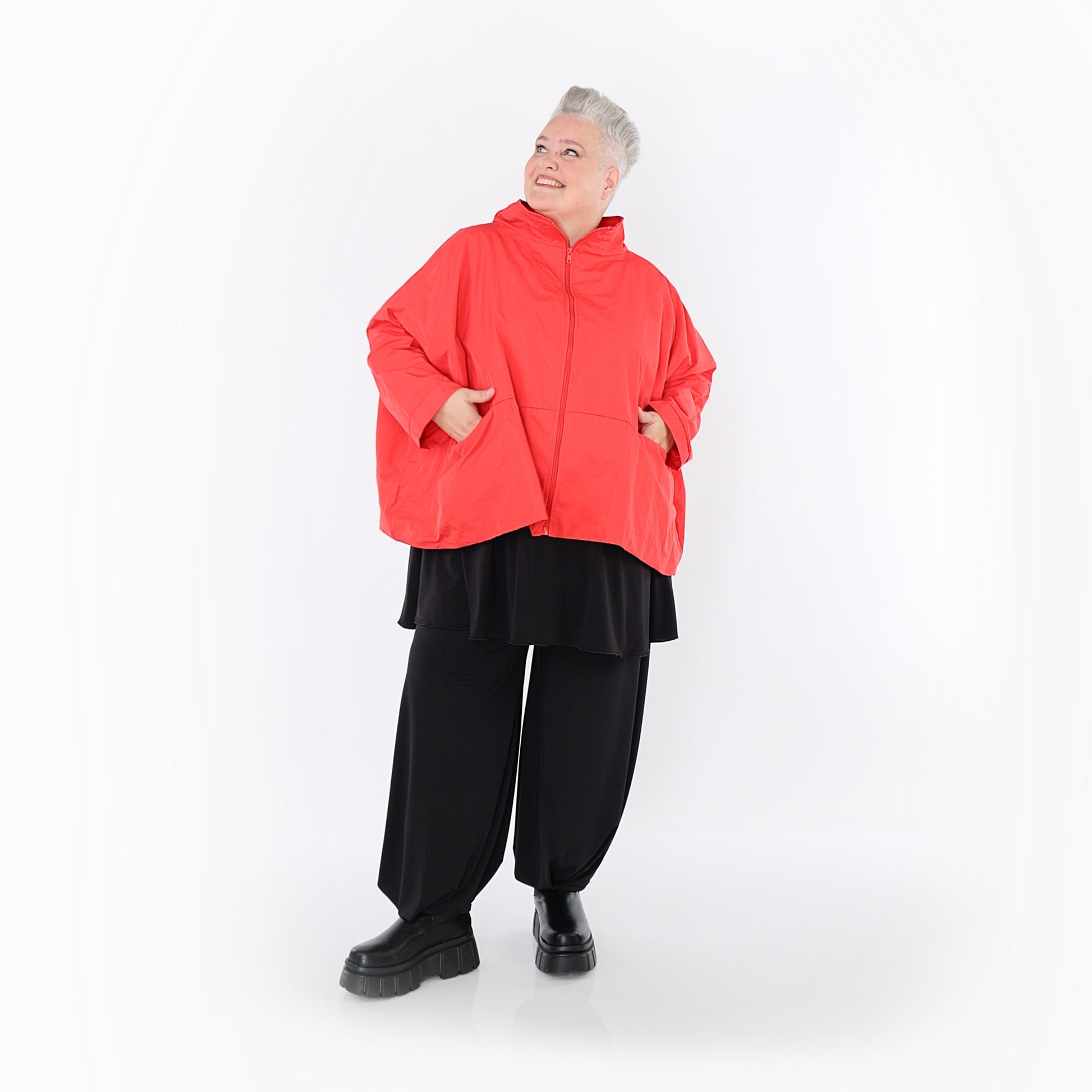  AKH Fashion Jacke in kastiger Form, aus Baumwolle, 1493.07104, Rot, Ausgefallen, Zeitlos