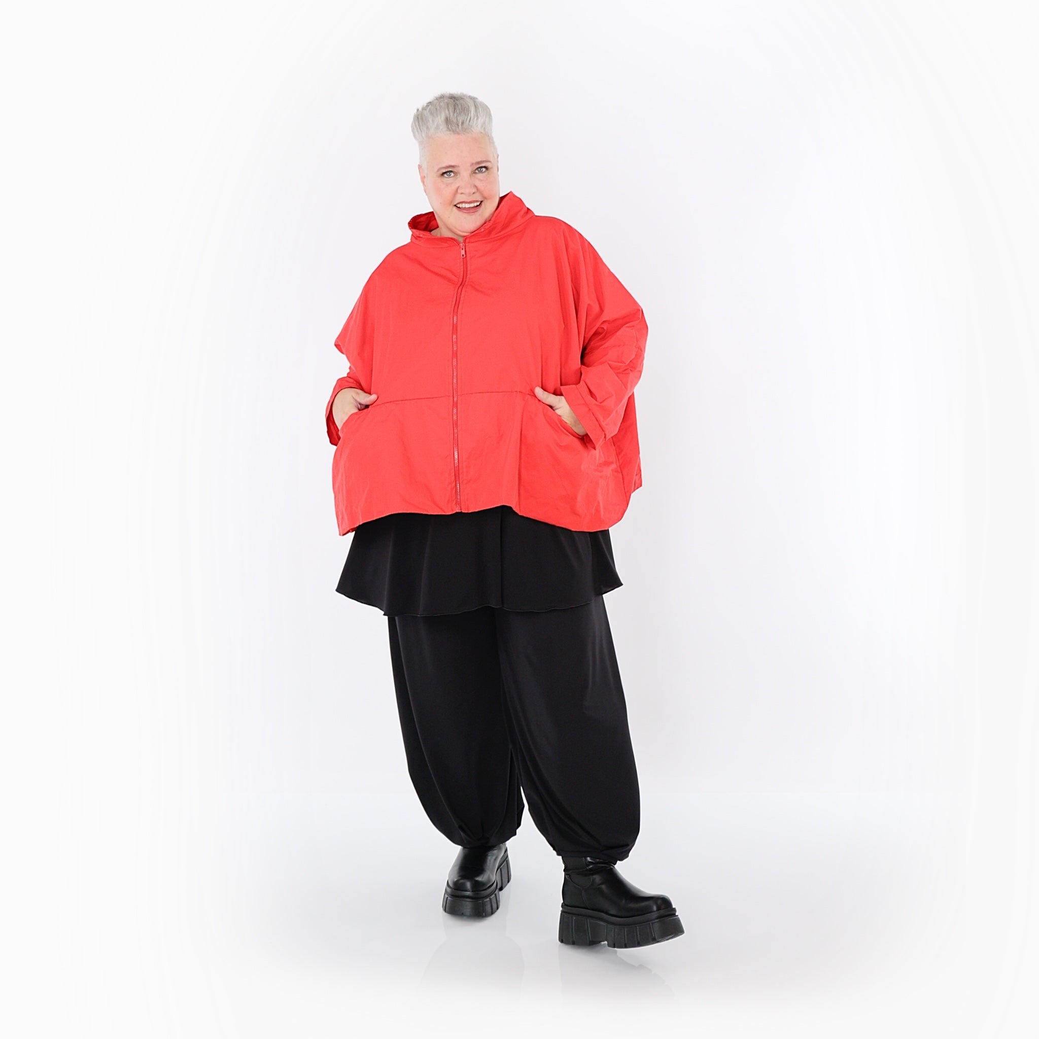  AKH Fashion Jacke in kastiger Form, aus Baumwolle, 1493.07104, Rot, Ausgefallen, Zeitlos