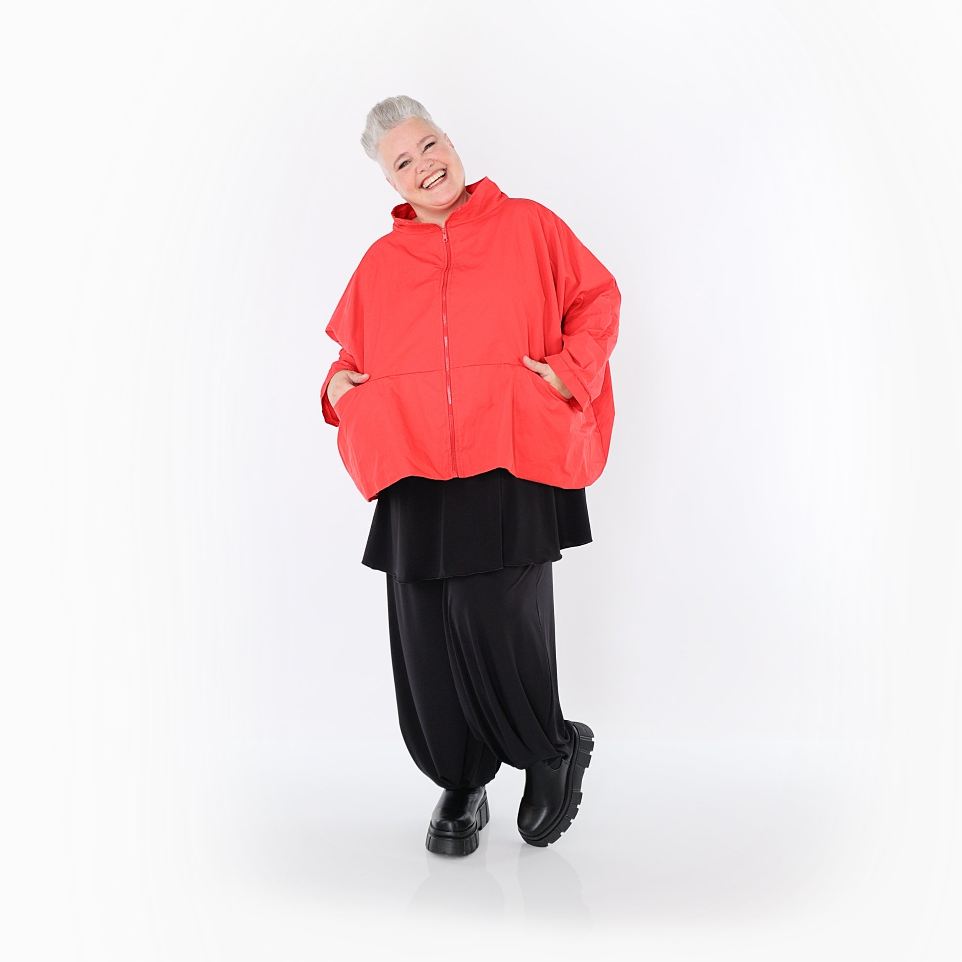  AKH Fashion Jacke in kastiger Form, aus Baumwolle, 1493.07104, Rot, Ausgefallen, Zeitlos