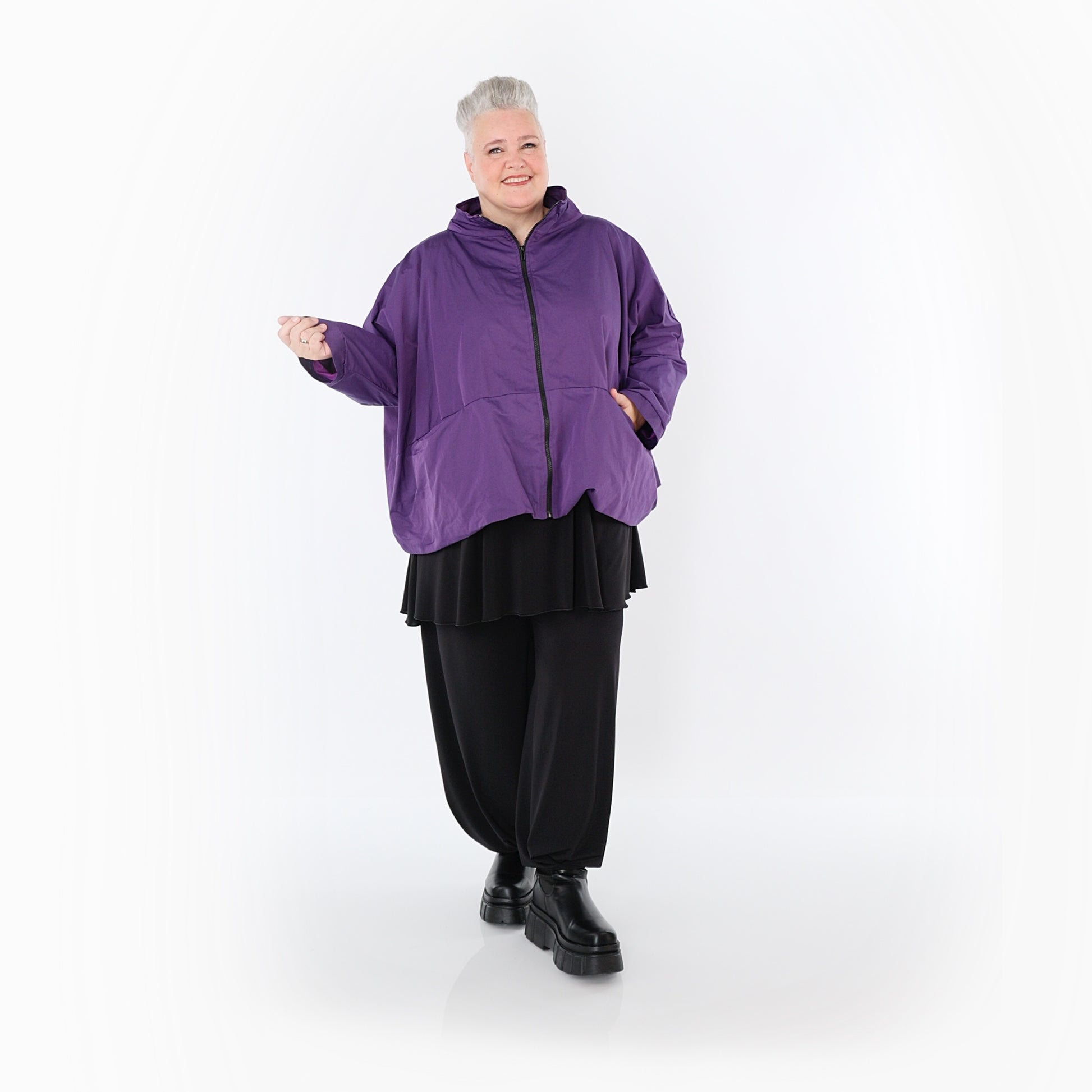  AKH Fashion Jacke in kastiger Form, aus Baumwolle, 1493.07104, Violett, Ausgefallen