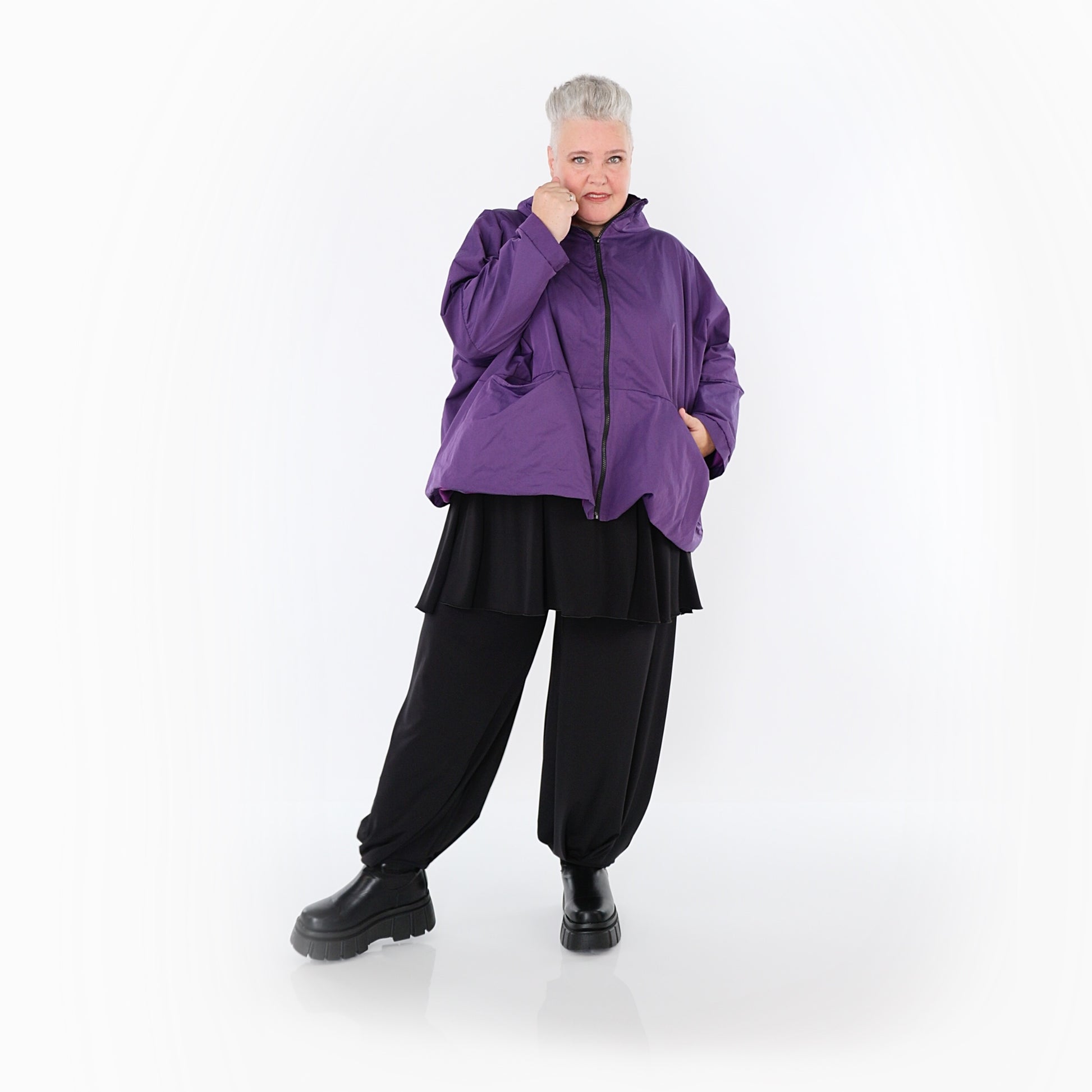  AKH Fashion Jacke in kastiger Form, aus Baumwolle, 1493.07104, Violett, Ausgefallen