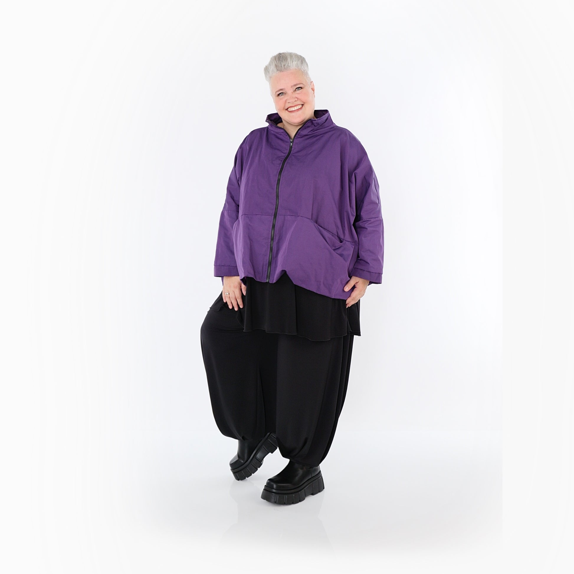 AKH Fashion Jacke in kastiger Form, aus Baumwolle, 1493.07104, Violett, Ausgefallen