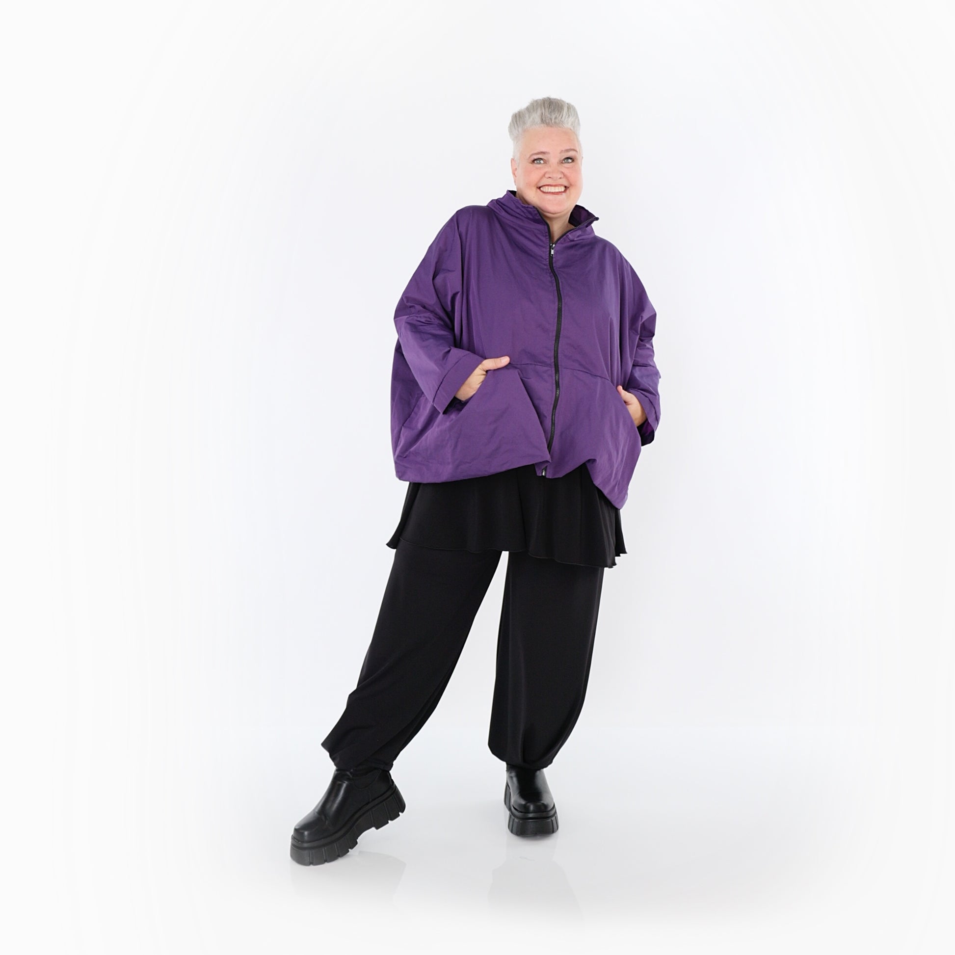  AKH Fashion Jacke in kastiger Form, aus Baumwolle, 1493.07104, Violett, Ausgefallen