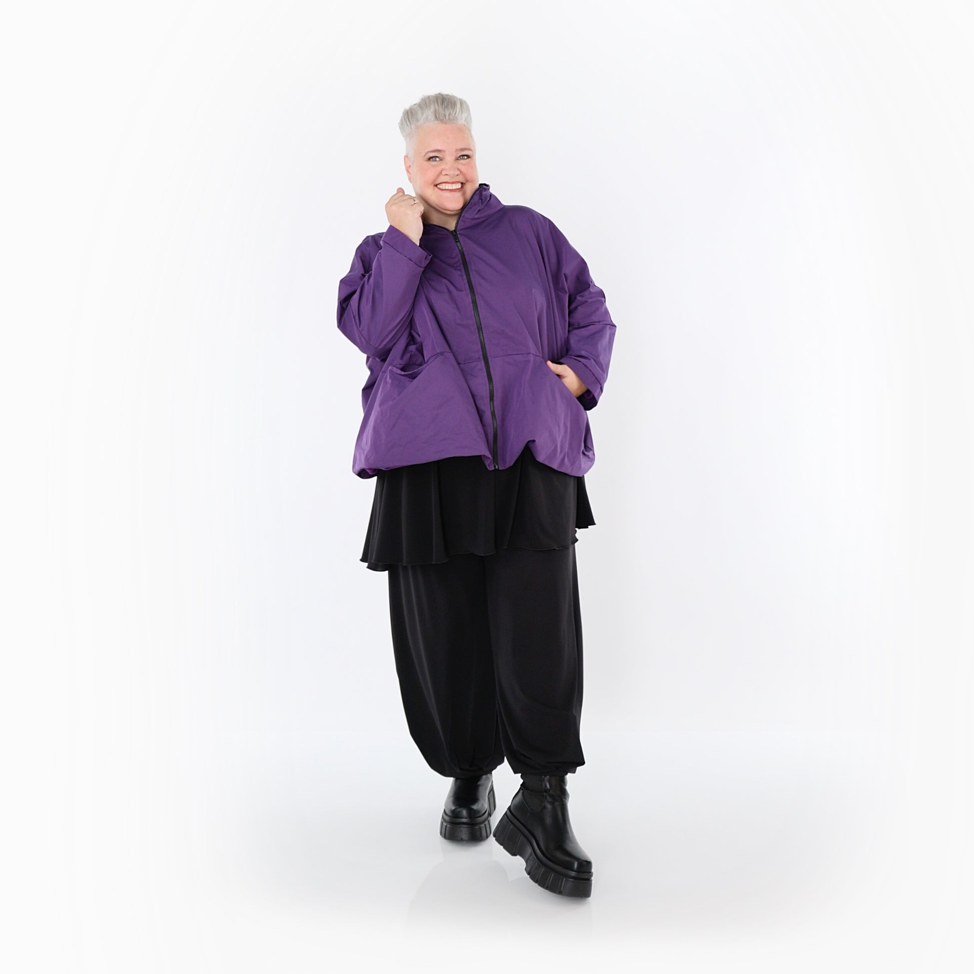  AKH Fashion Jacke in kastiger Form, aus Baumwolle, 1493.07104, Violett, Ausgefallen