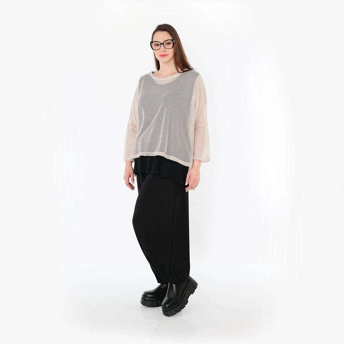  AKH Fashion Bigshirt in gerader Form, aus Baumwolle, 1500.06721, Beige, Ausgefallen, Zeitlos
