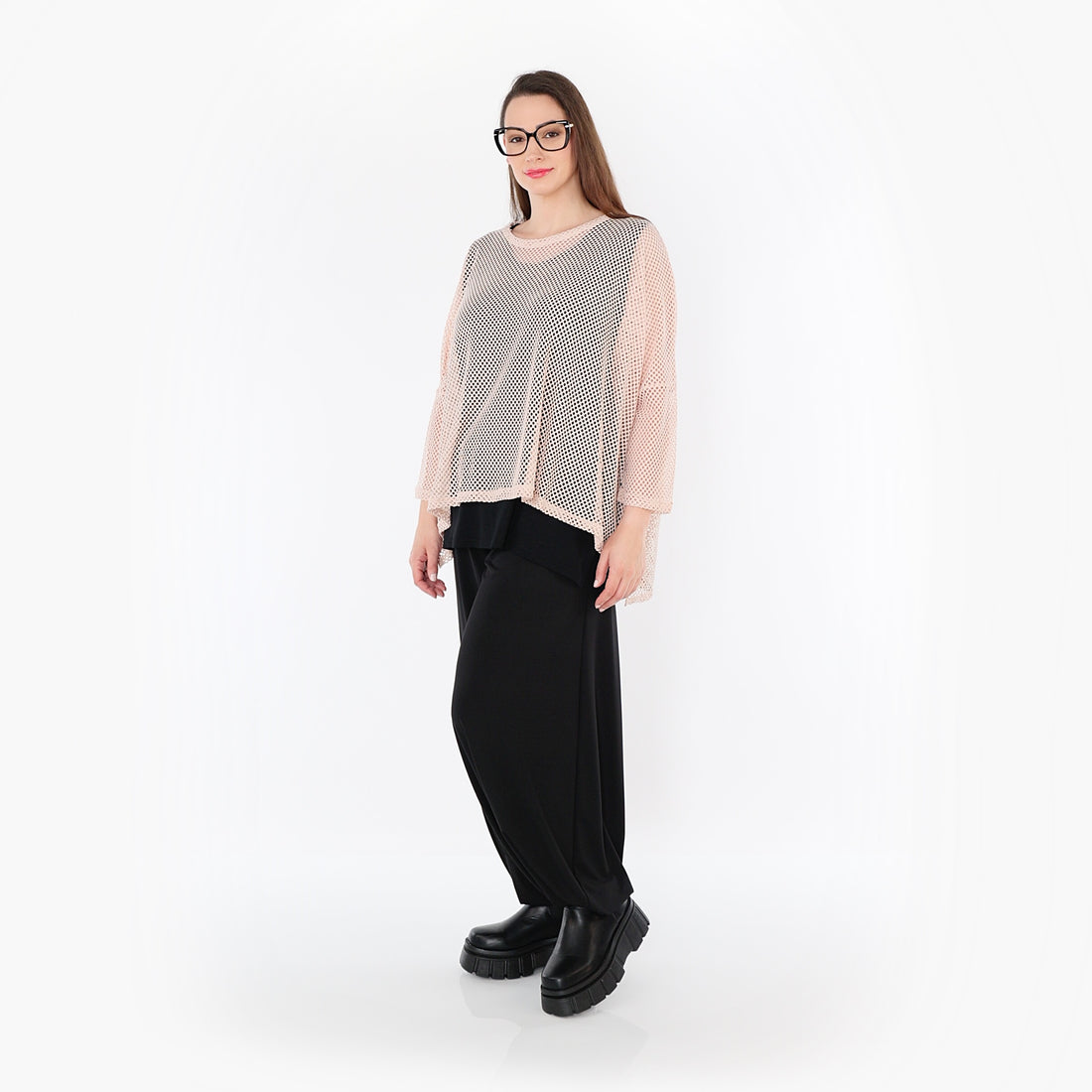  AKH Fashion Bigshirt in gerader Form, aus Baumwolle, 1500.06721, Mauve, Ausgefallen, Zeitlos