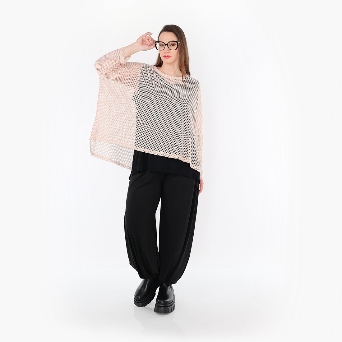 AKH Fashion Bigshirt in gerader Form, aus Baumwolle, 1500.06721, Mauve, Ausgefallen, Zeitlos