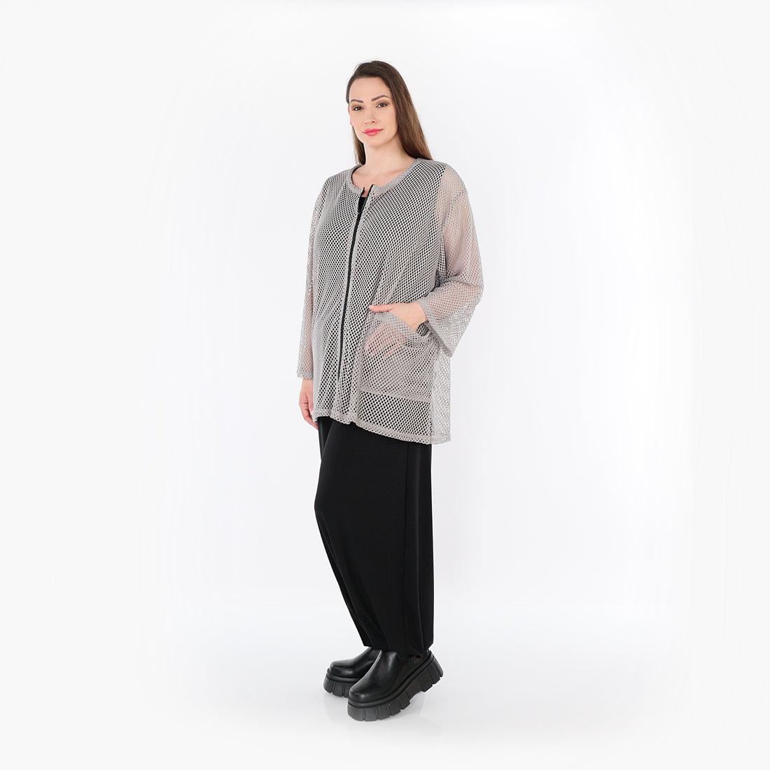  AKH Fashion Jacke in gerader Form, aus Baumwolle, 1500.07109, Grau, Ausgefallen, Zeitlos