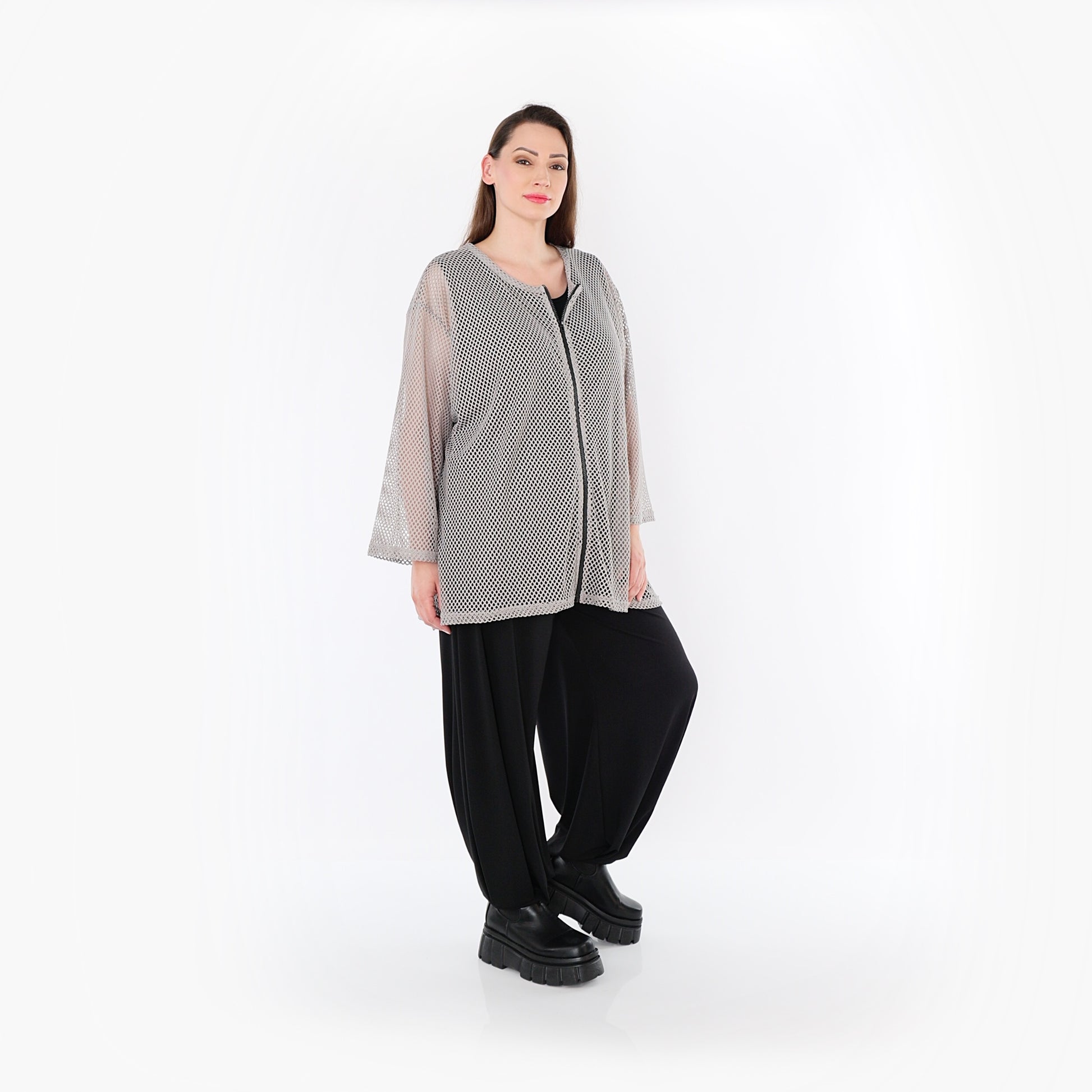  AKH Fashion Jacke in gerader Form, aus Baumwolle, 1500.07109, Grau, Ausgefallen, Zeitlos