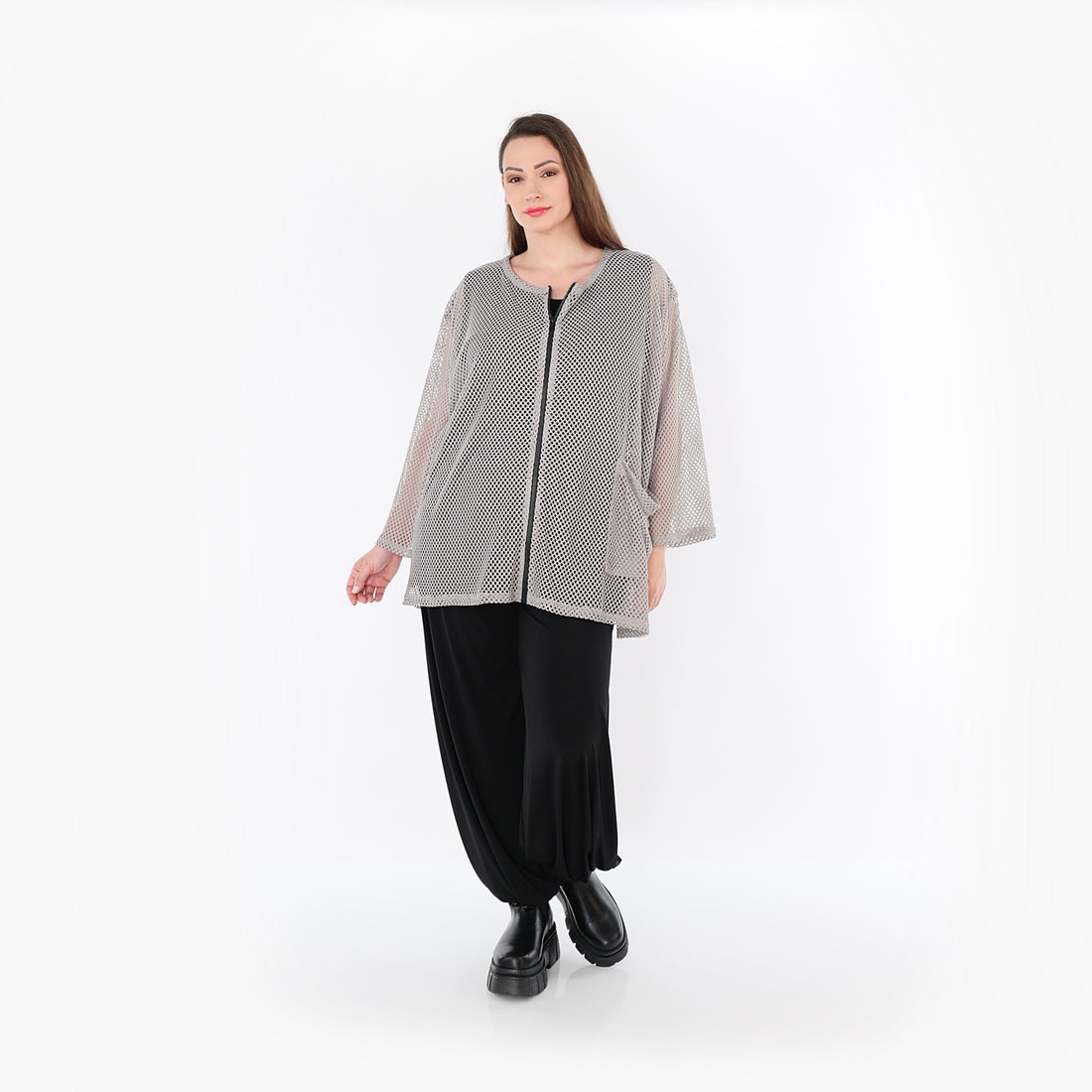  AKH Fashion Jacke in gerader Form, aus Baumwolle, 1500.07109, Grau, Ausgefallen, Zeitlos
