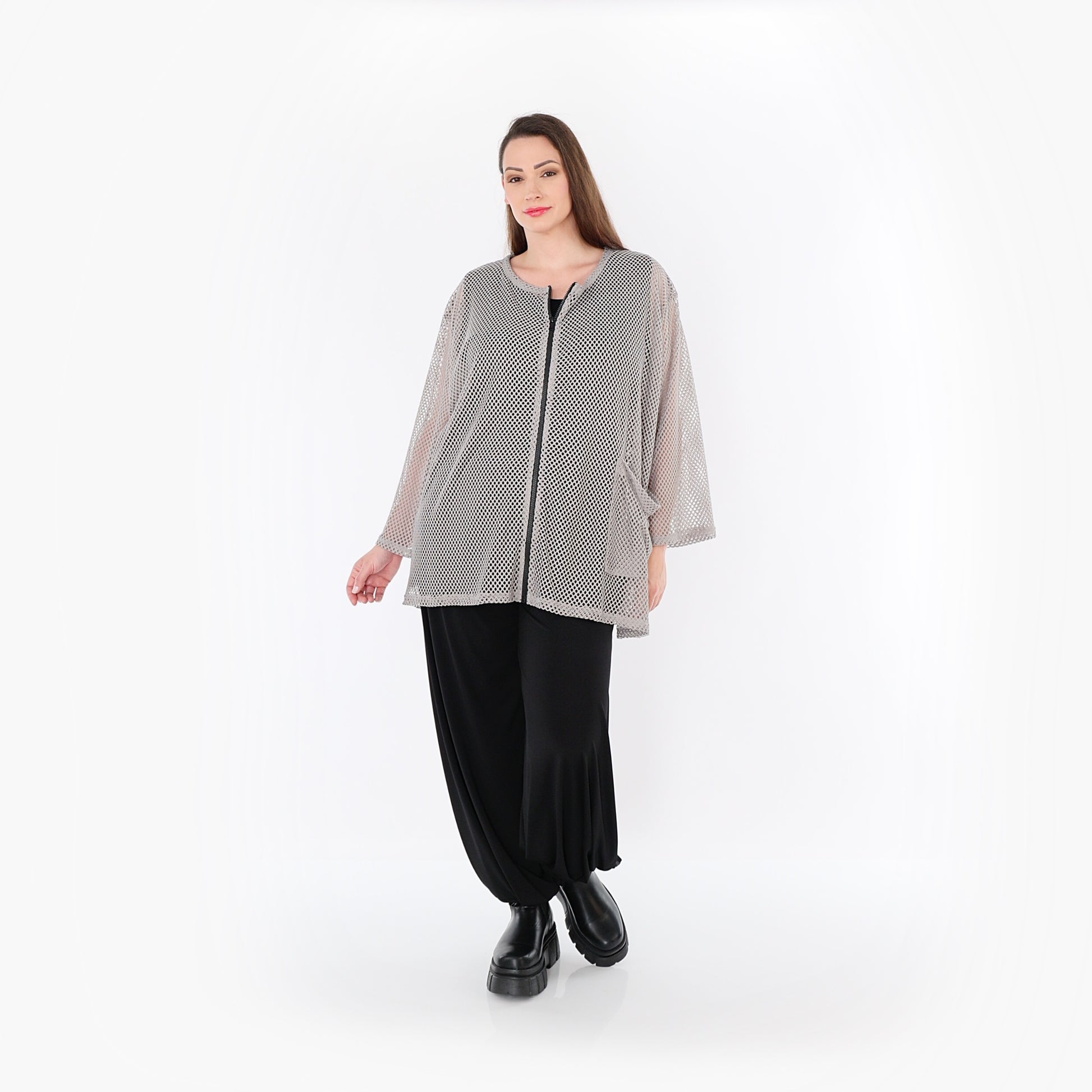  AKH Fashion Jacke in gerader Form, aus Baumwolle, 1500.07109, Grau, Ausgefallen, Zeitlos