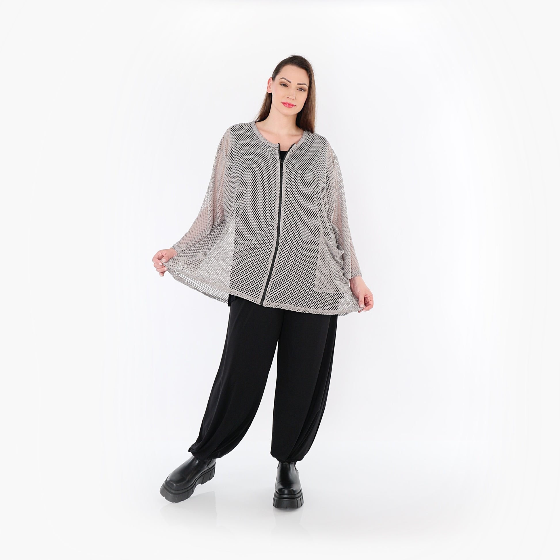  AKH Fashion Jacke in gerader Form, aus Baumwolle, 1500.07109, Grau, Ausgefallen, Zeitlos