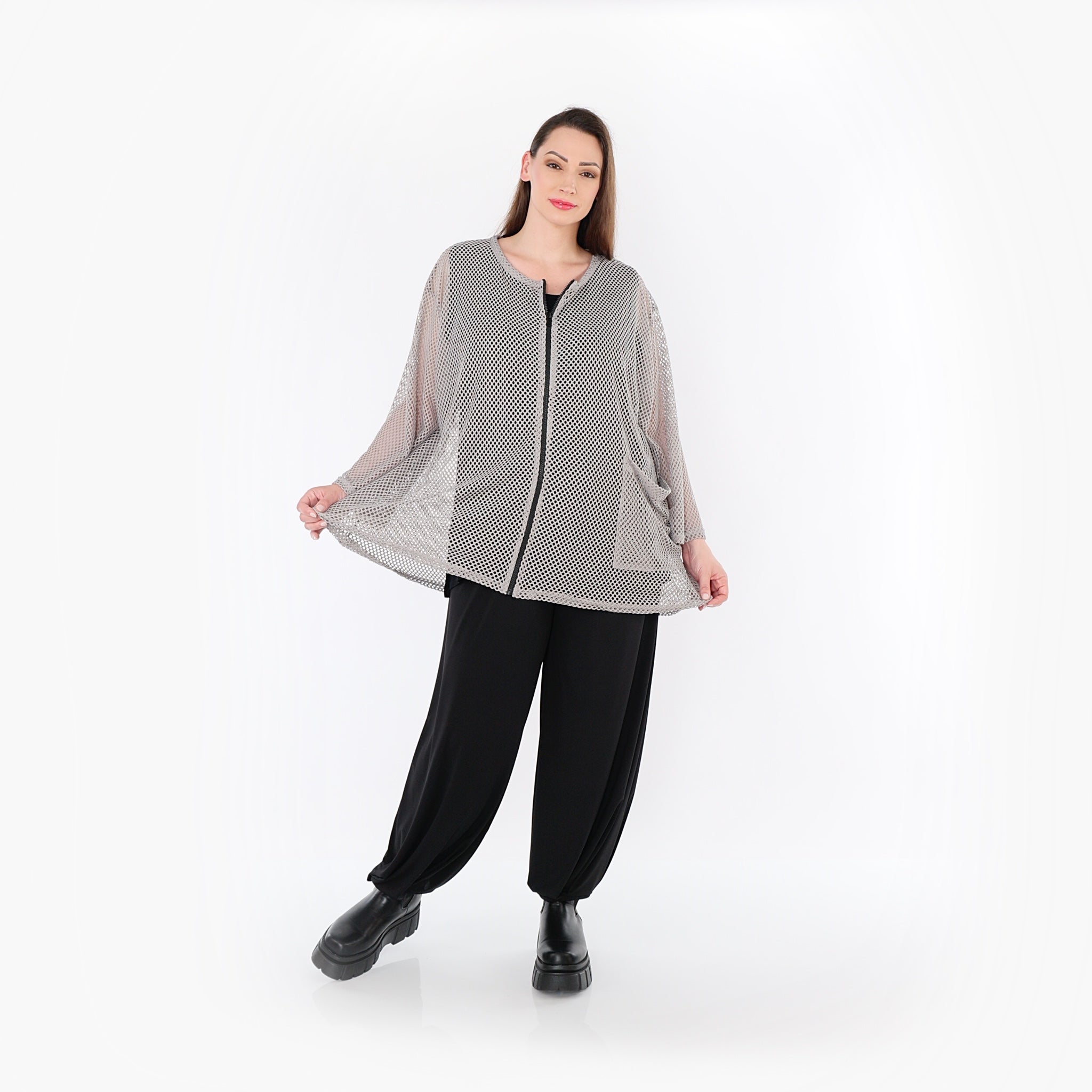  AKH Fashion Jacke in gerader Form, aus Baumwolle, 1500.07109, Grau, Ausgefallen, Zeitlos