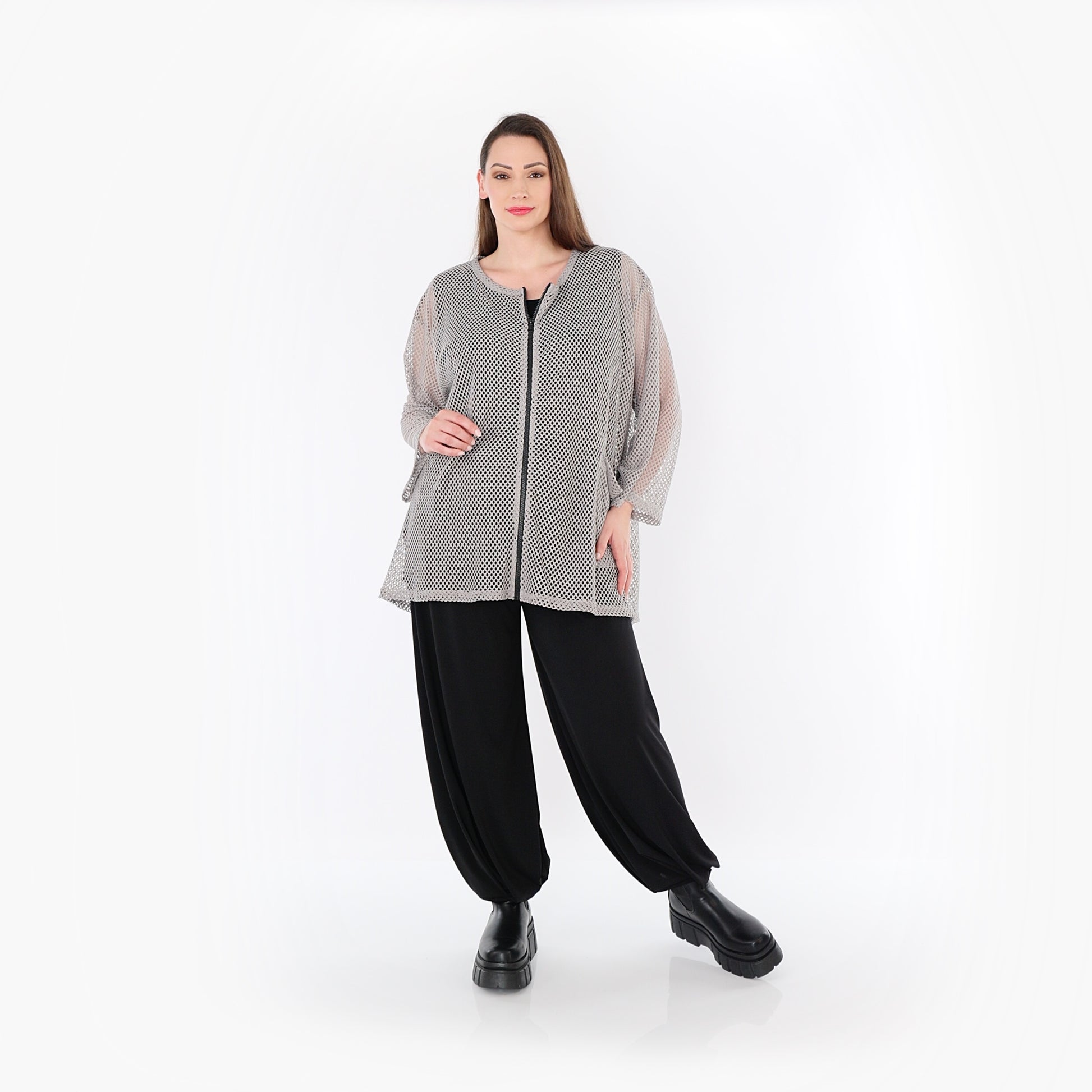  AKH Fashion Jacke in gerader Form, aus Baumwolle, 1500.07109, Grau, Ausgefallen, Zeitlos