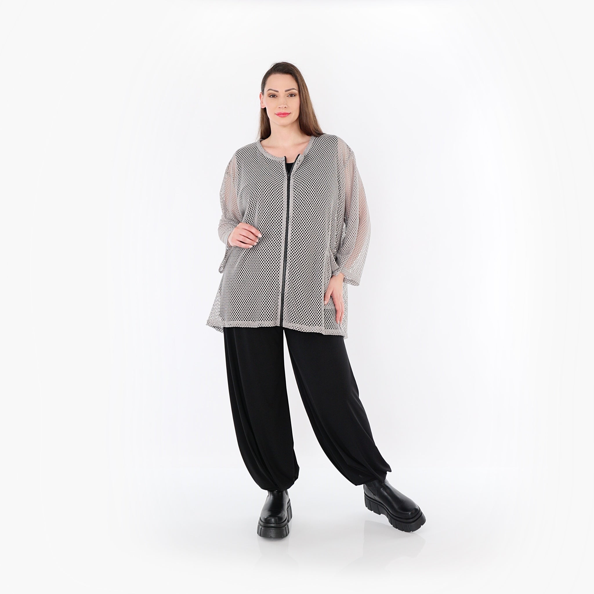  AKH Fashion Jacke in gerader Form, aus Baumwolle, 1500.07109, Grau, Ausgefallen, Zeitlos