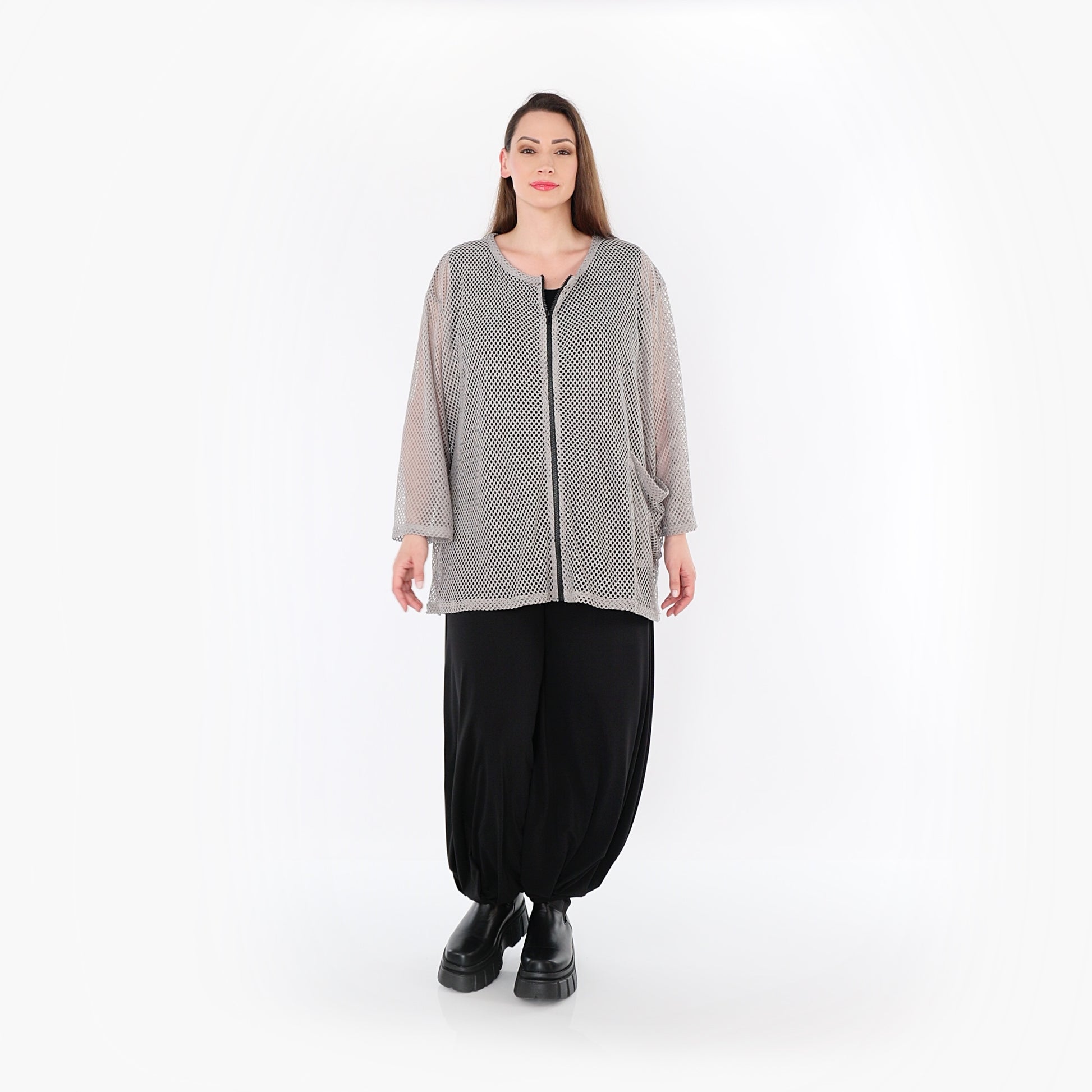  AKH Fashion Jacke in gerader Form, aus Baumwolle, 1500.07109, Grau, Ausgefallen, Zeitlos