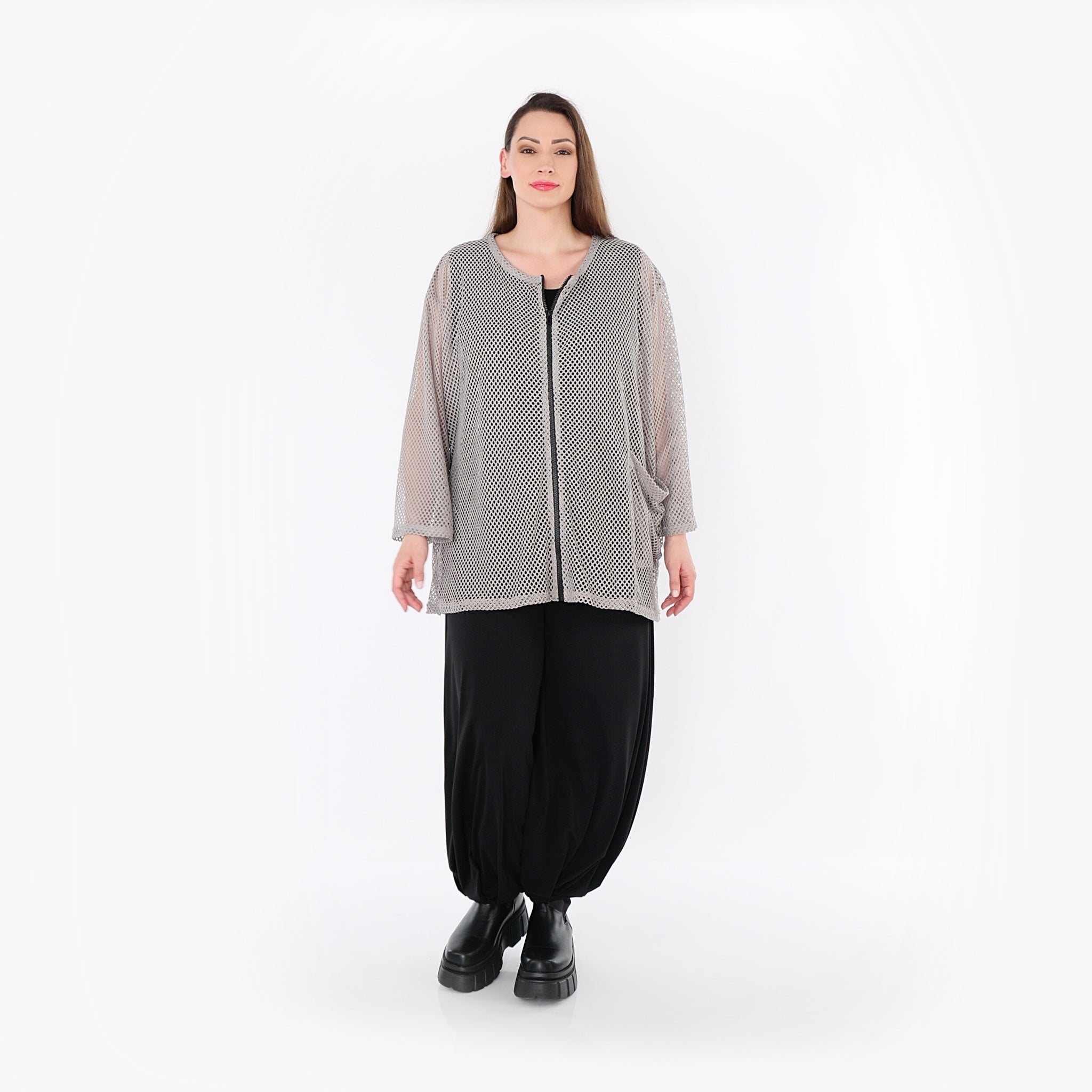  AKH Fashion Jacke in gerader Form, aus Baumwolle, 1500.07109, Grau, Ausgefallen, Zeitlos