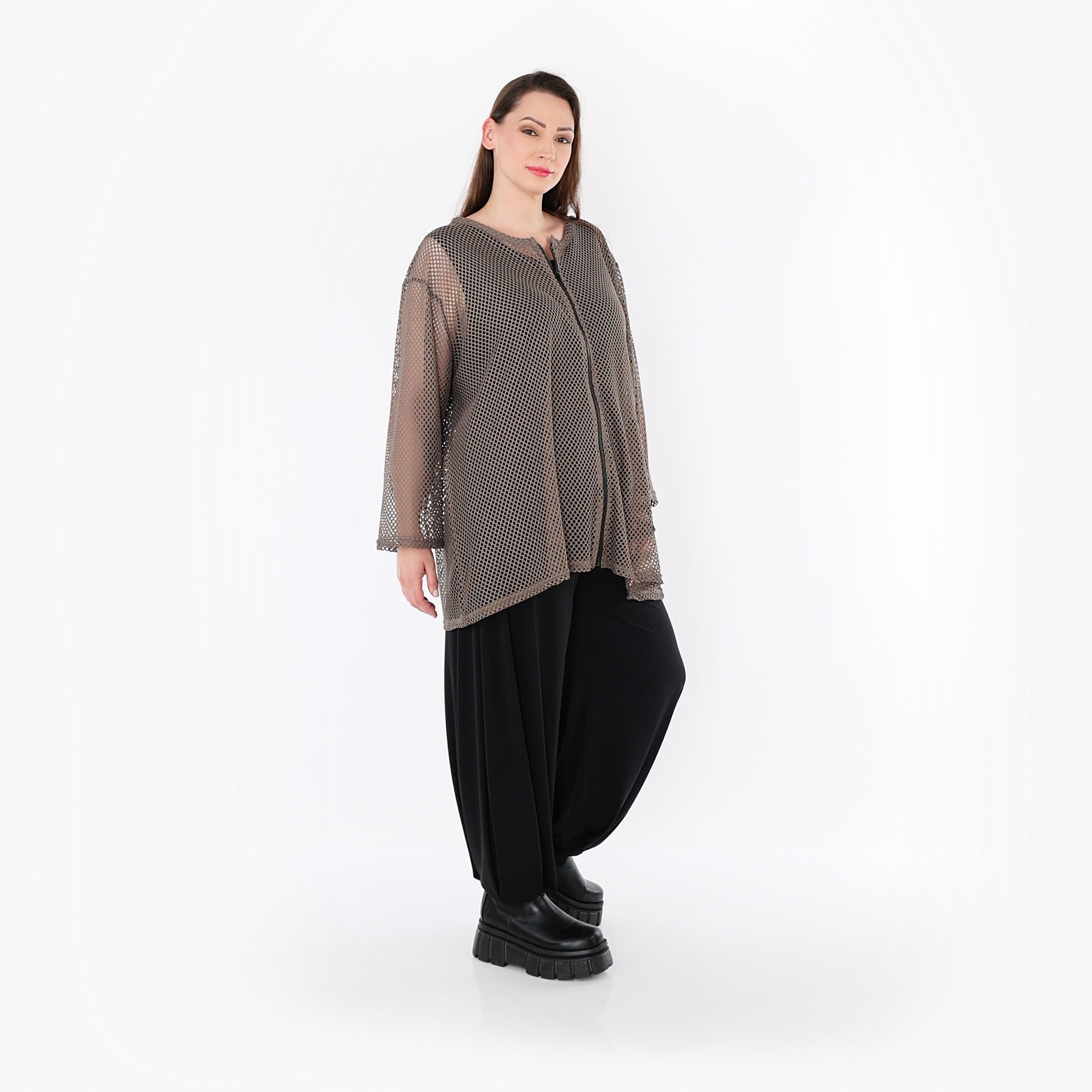  AKH Fashion Jacke in gerader Form, aus Baumwolle, 1500.07109, Taupe, Ausgefallen, Zeitlos