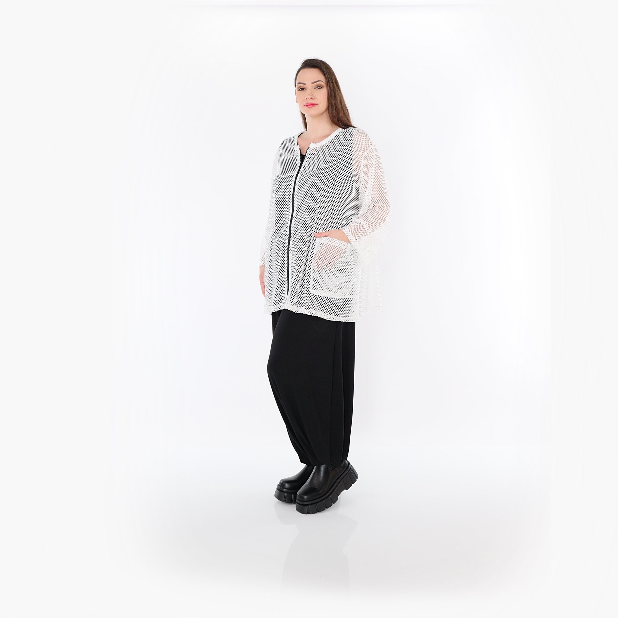  AKH Fashion Jacke in gerader Form, aus Baumwolle, 1500.07109, Weiß, Ausgefallen, Zeitlos