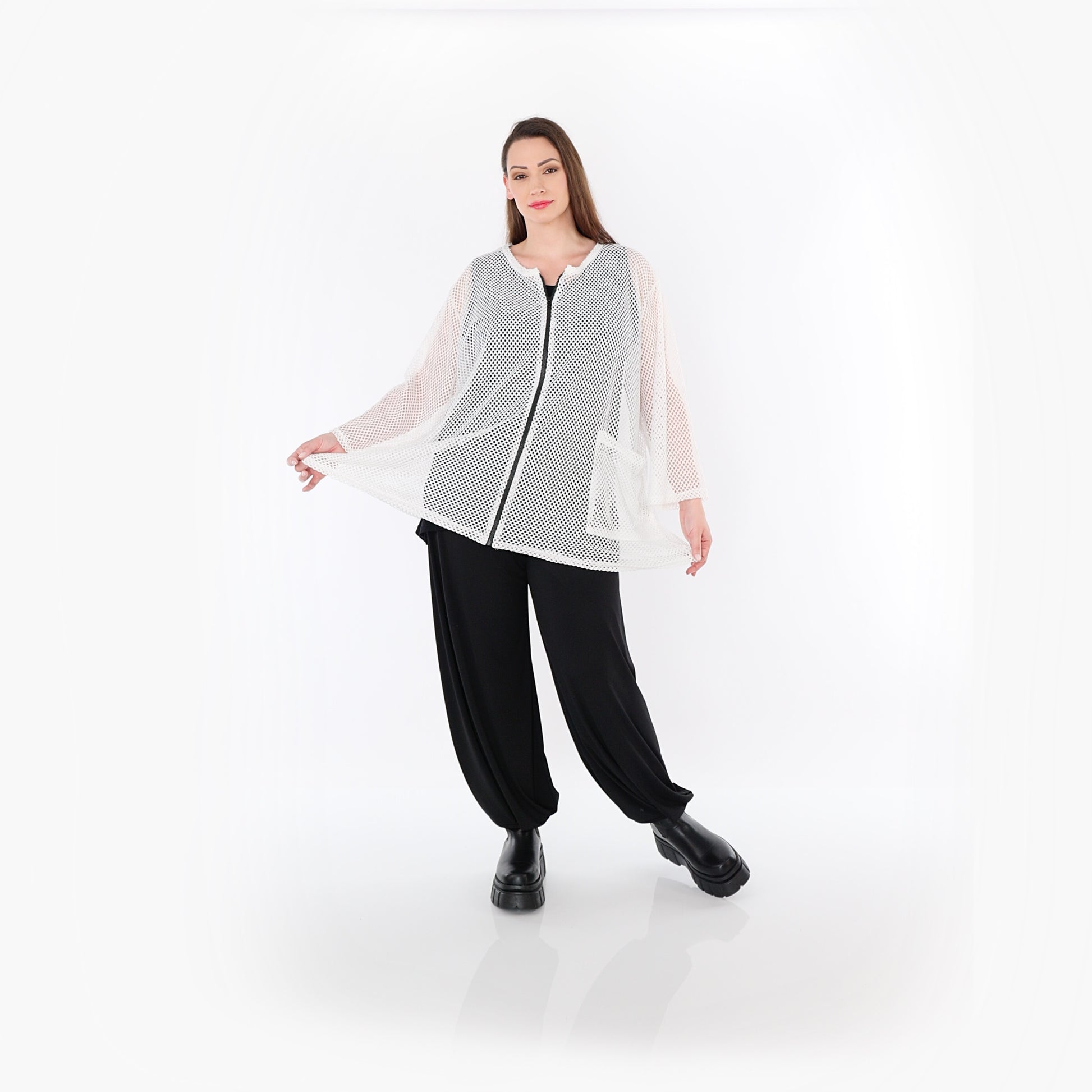  AKH Fashion Jacke in gerader Form, aus Baumwolle, 1500.07109, Weiß, Ausgefallen, Zeitlos