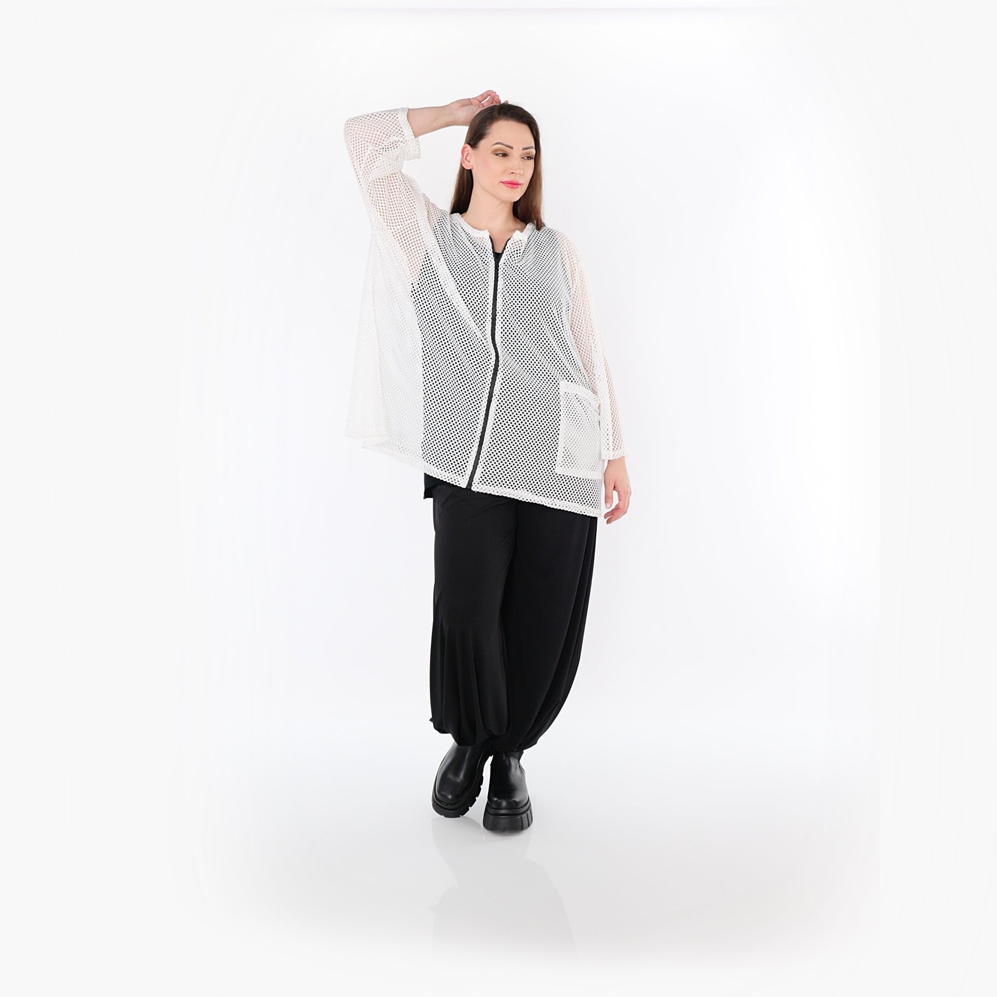  AKH Fashion Jacke in gerader Form, aus Baumwolle, 1500.07109, Weiß, Ausgefallen, Zeitlos