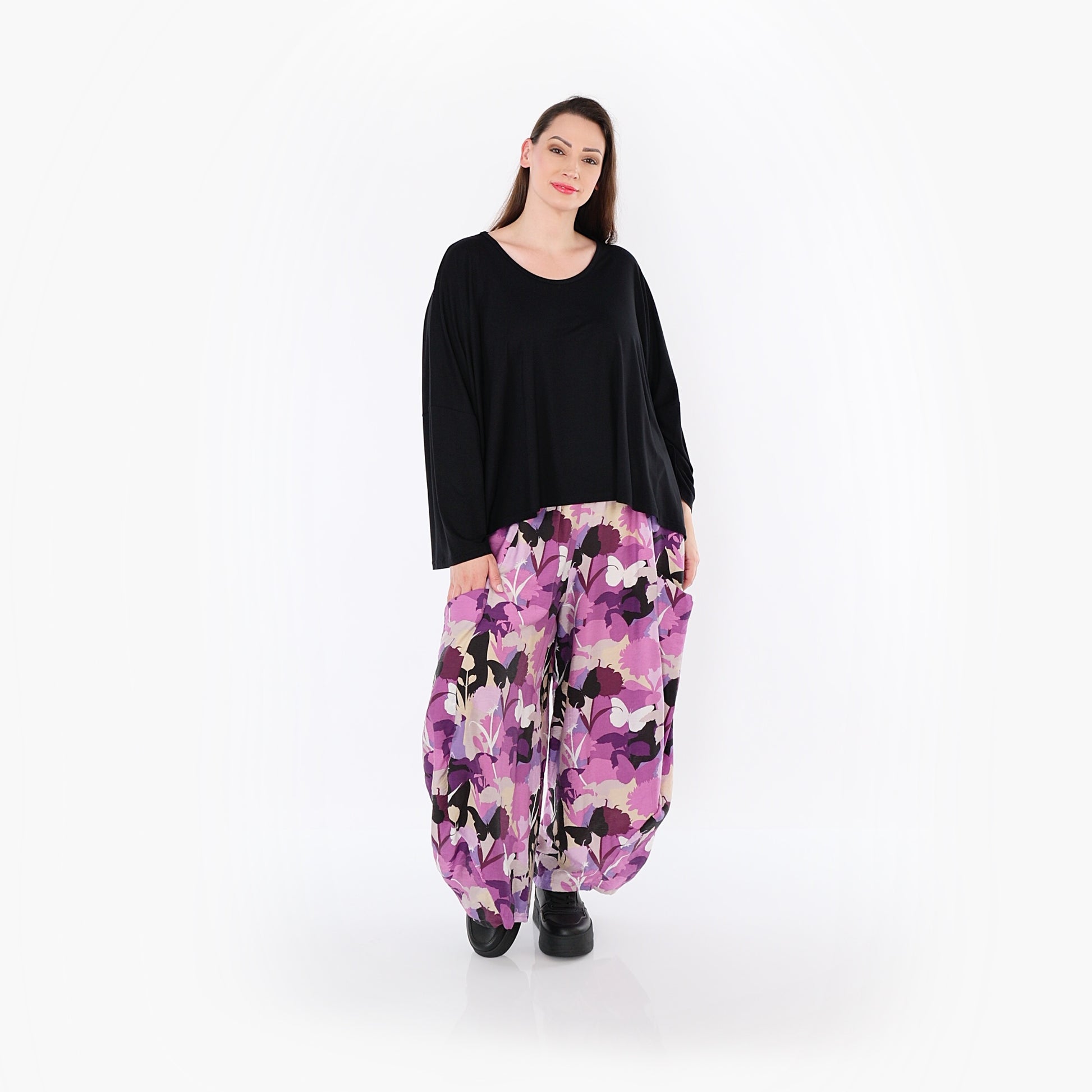  Ballonhose von AKH Fashion aus Viskose, 1506.08069, Lila/Multicolor, Blumen, Ausgefallen