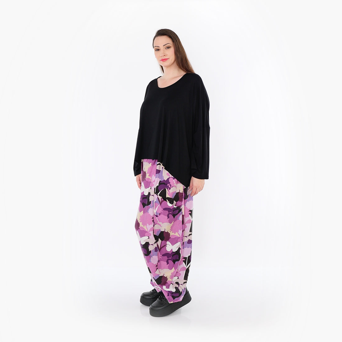  Ballonhose von AKH Fashion aus Viskose, 1506.08069, Lila/Multicolor, Blumen, Ausgefallen