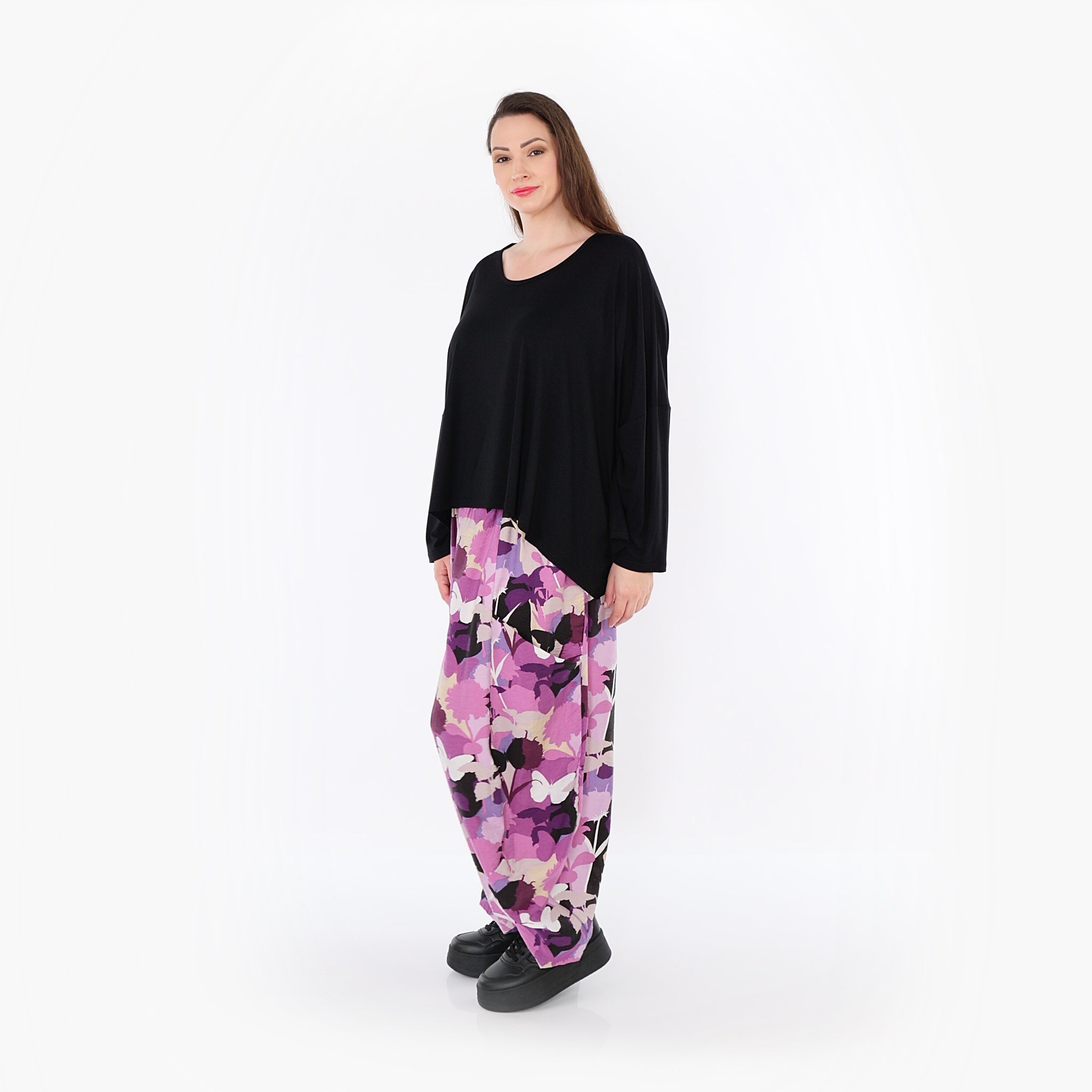  Ballonhose von AKH Fashion aus Viskose, 1506.08069, Lila/Multicolor, Blumen, Ausgefallen