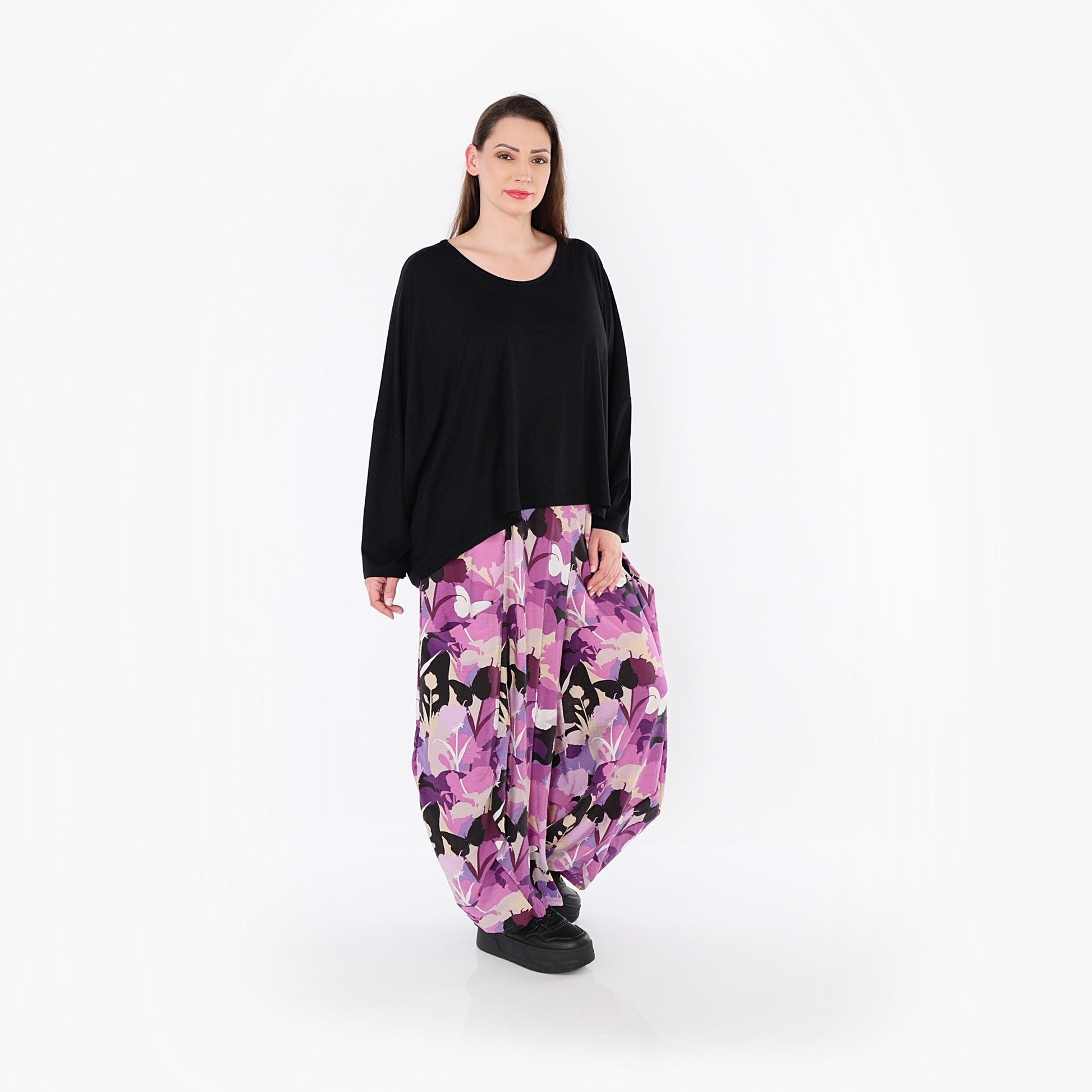  Ballonhose von AKH Fashion aus Viskose, 1506.08069, Lila/Multicolor, Blumen, Ausgefallen
