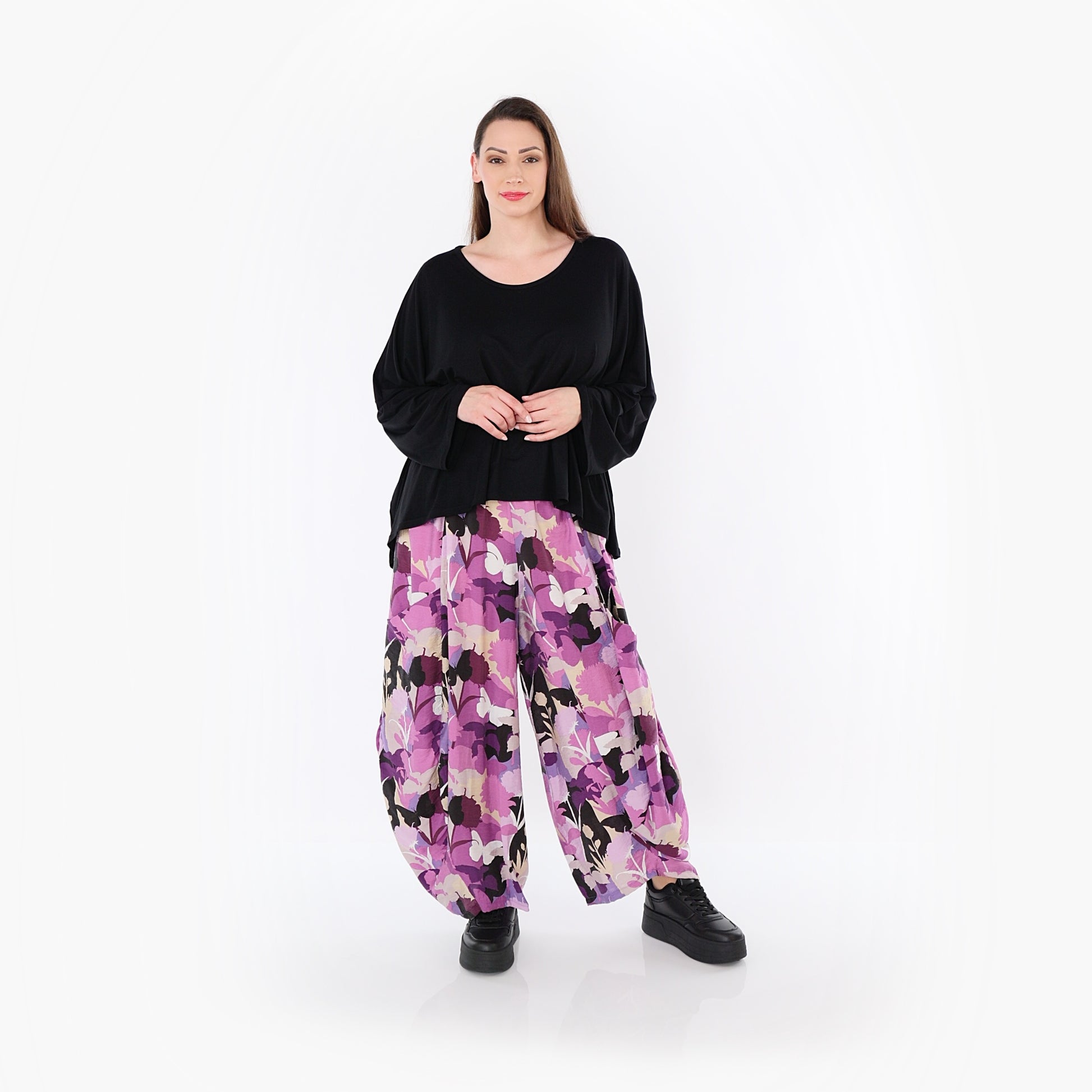  Ballonhose von AKH Fashion aus Viskose, 1506.08069, Lila/Multicolor, Blumen, Ausgefallen
