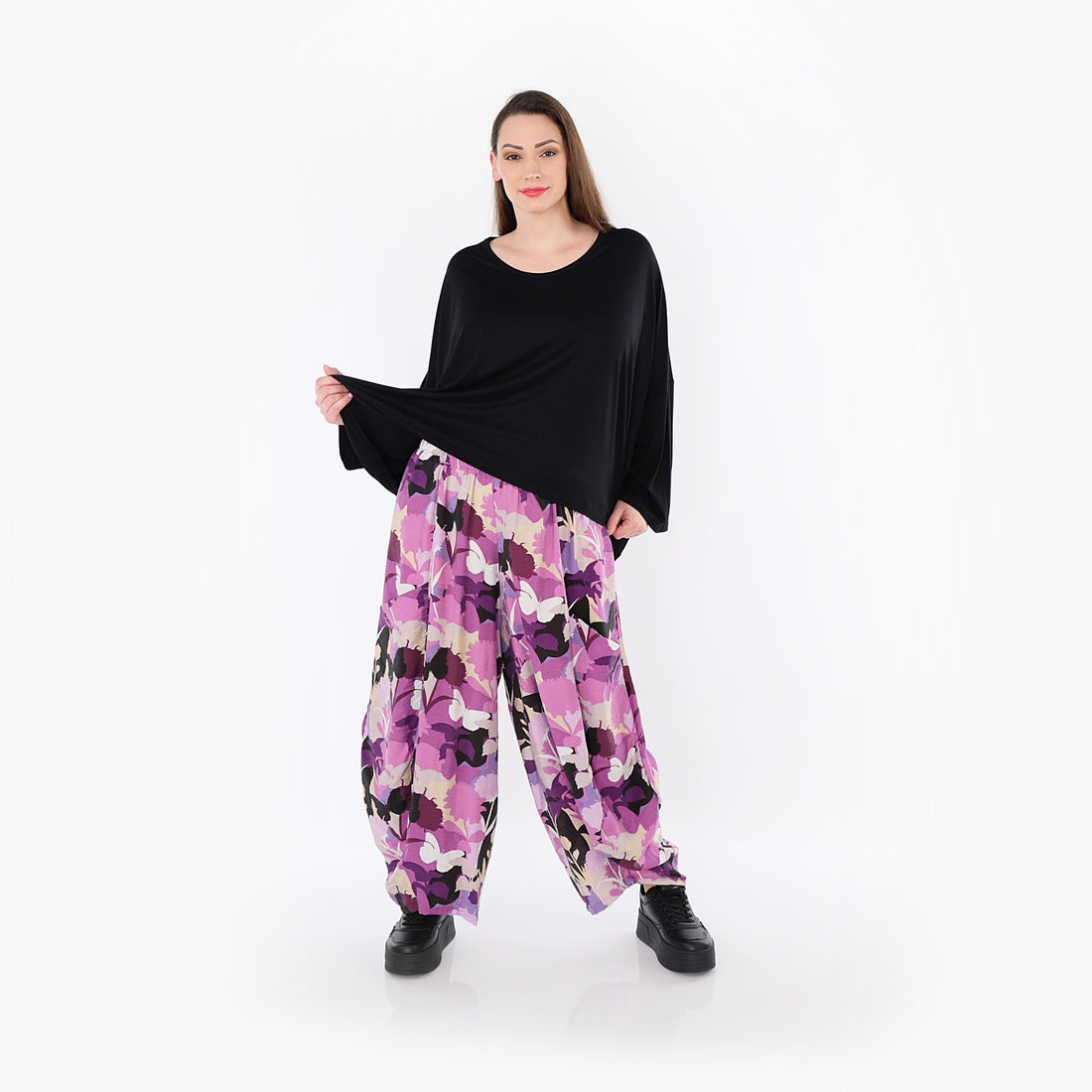  Ballonhose von AKH Fashion aus Viskose, 1506.08069, Lila/Multicolor, Blumen, Ausgefallen
