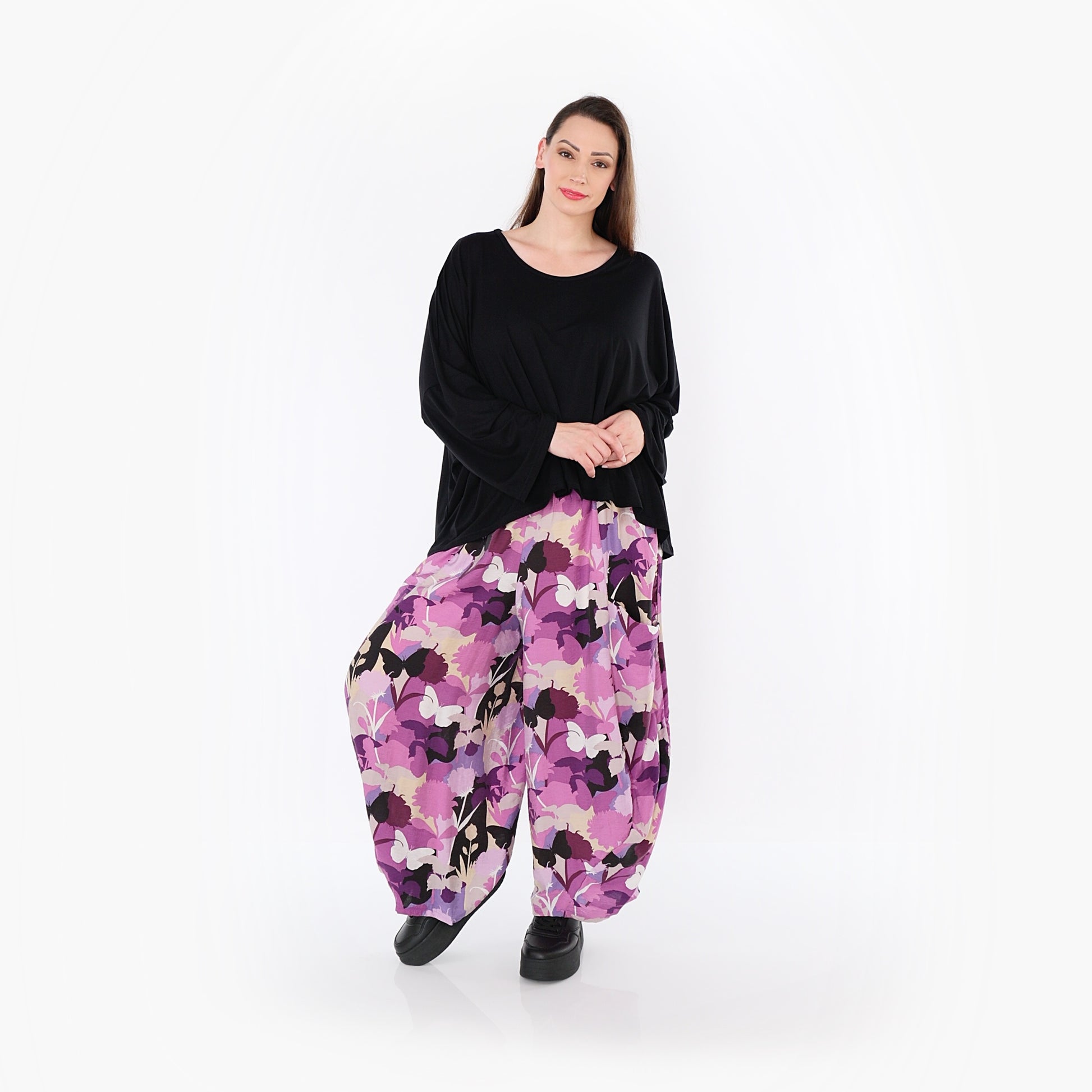  Ballonhose von AKH Fashion aus Viskose, 1506.08069, Lila/Multicolor, Blumen, Ausgefallen