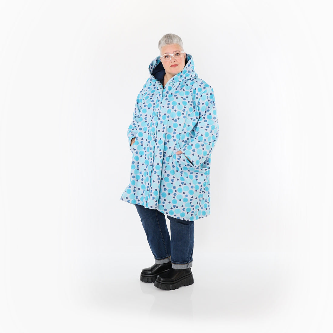  Ballonjacke von AKH Fashion aus Polyester, 1515.06660, Blau/Multi, Punkte, Ausgefallen