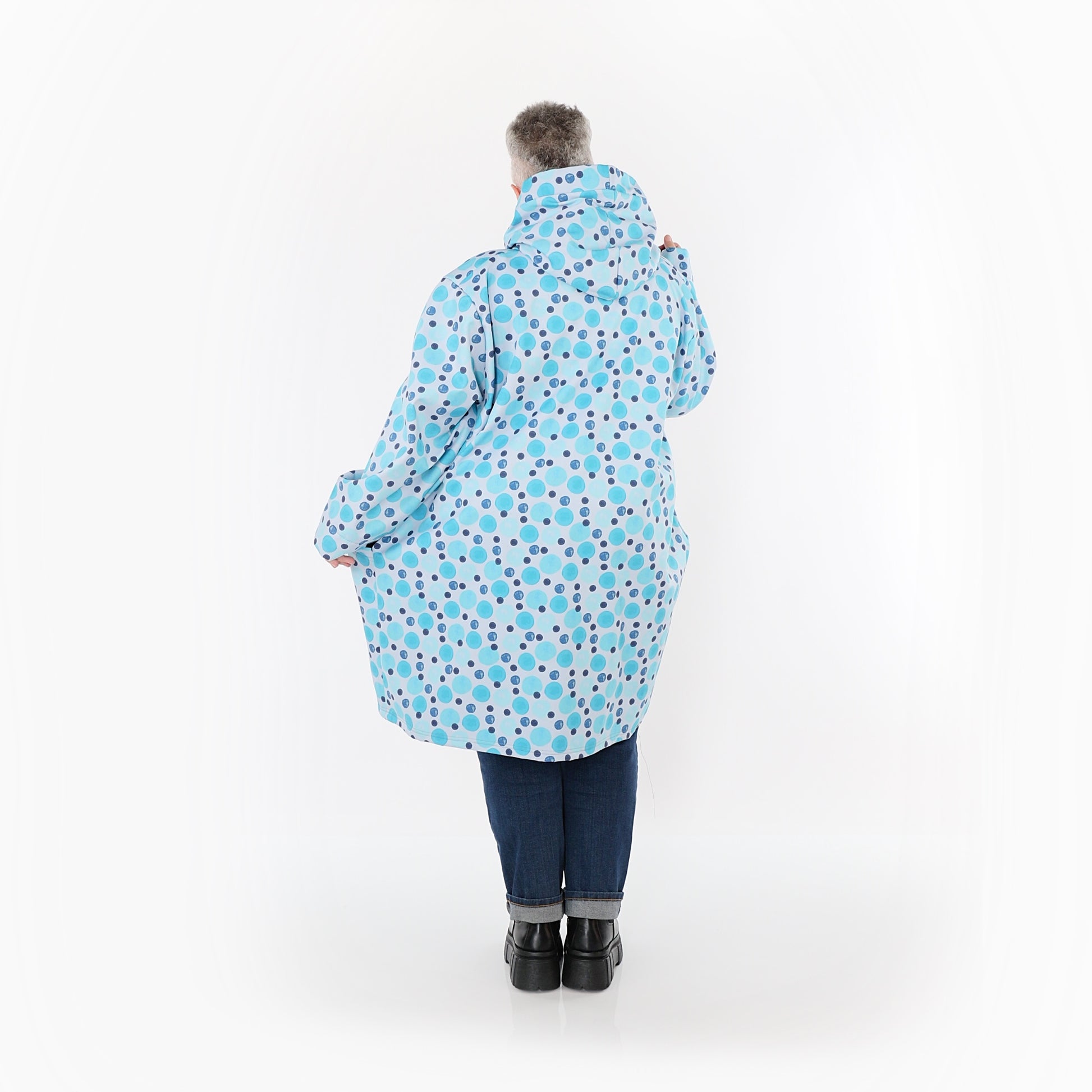  Ballonjacke von AKH Fashion aus Polyester, 1515.06660, Blau/Multi, Punkte, Ausgefallen