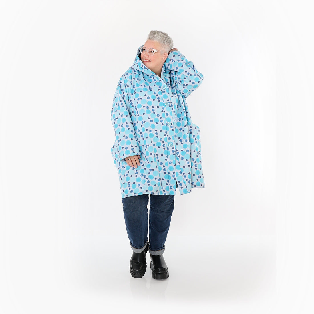  Ballonjacke von AKH Fashion aus Polyester, 1515.06660, Blau/Multi, Punkte, Ausgefallen
