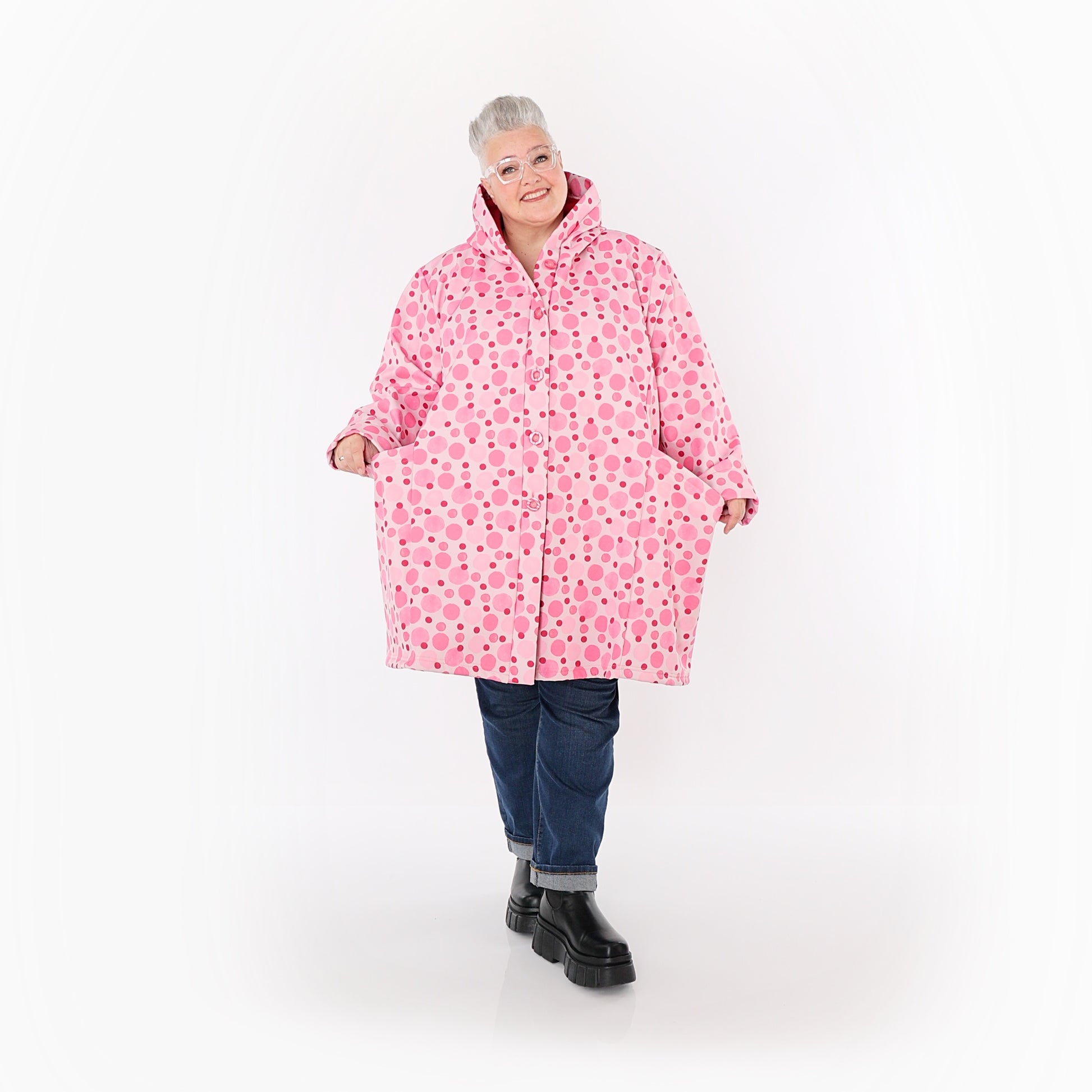  Ballonjacke von AKH Fashion aus Polyester, 1515.06660, Pink/Multi, Punkte, Ausgefallen