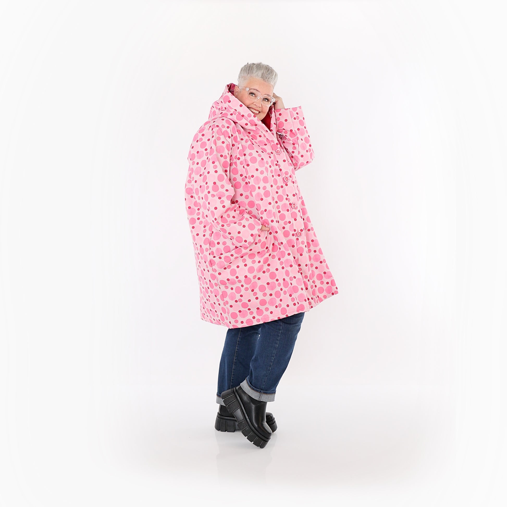  Ballonjacke von AKH Fashion aus Polyester, 1515.06660, Pink/Multi, Punkte, Ausgefallen