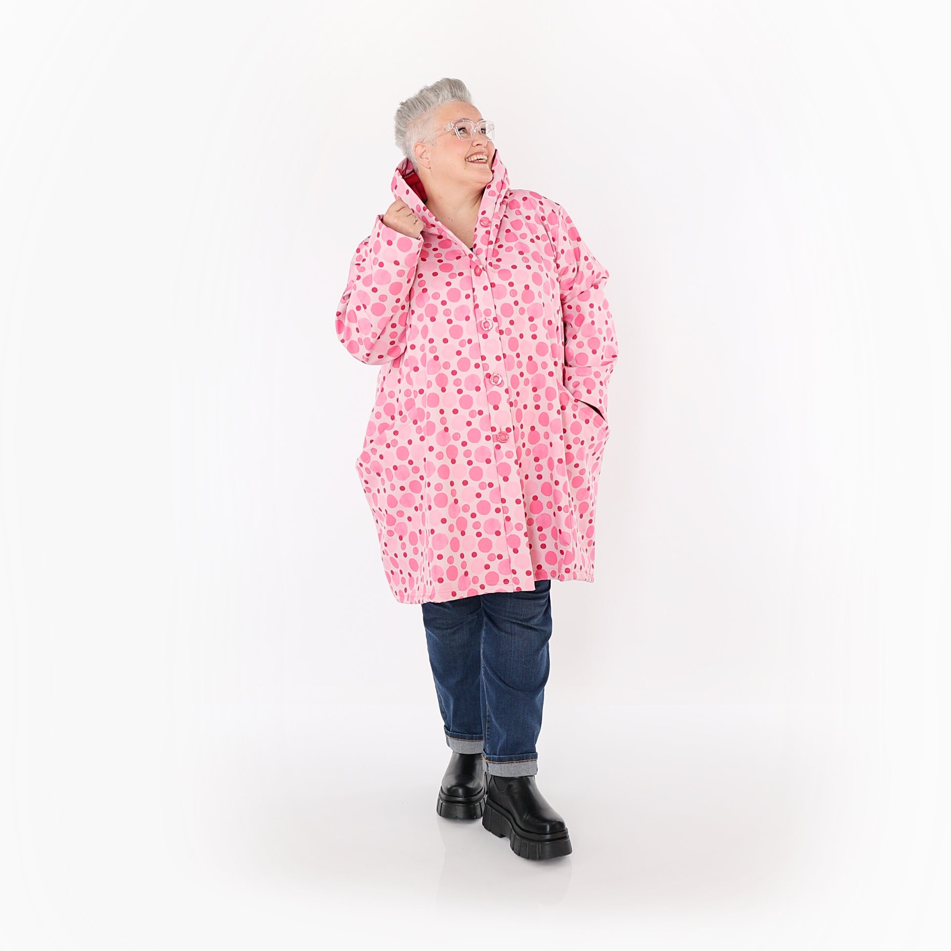 Ballonjacke von AKH Fashion aus Polyester, 1515.06660, Pink/Multi, Punkte, Ausgefallen